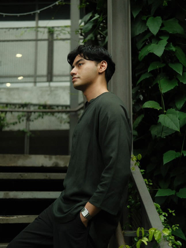 sw1 linen raglan henley [hunter green]