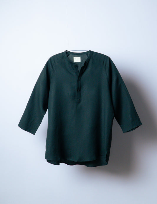 sw1 linen raglan henley [hunter green]