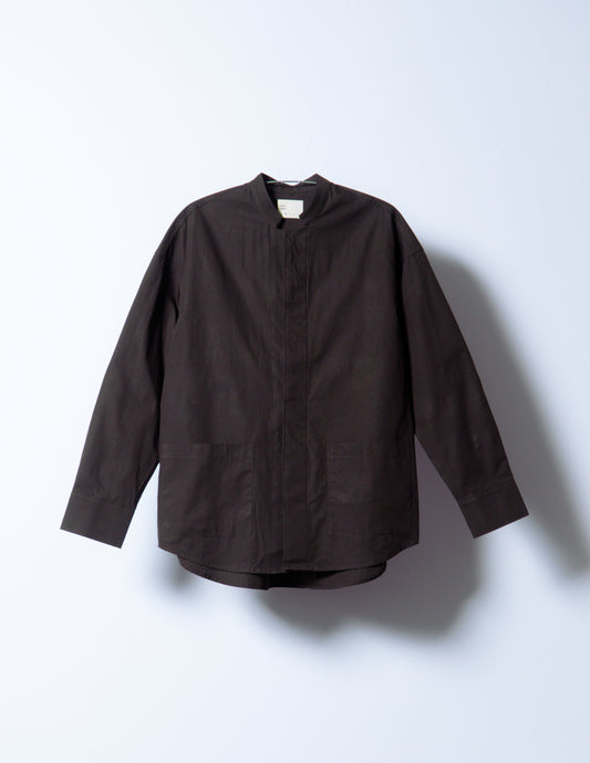 nehru shirt [sable brown poplin]