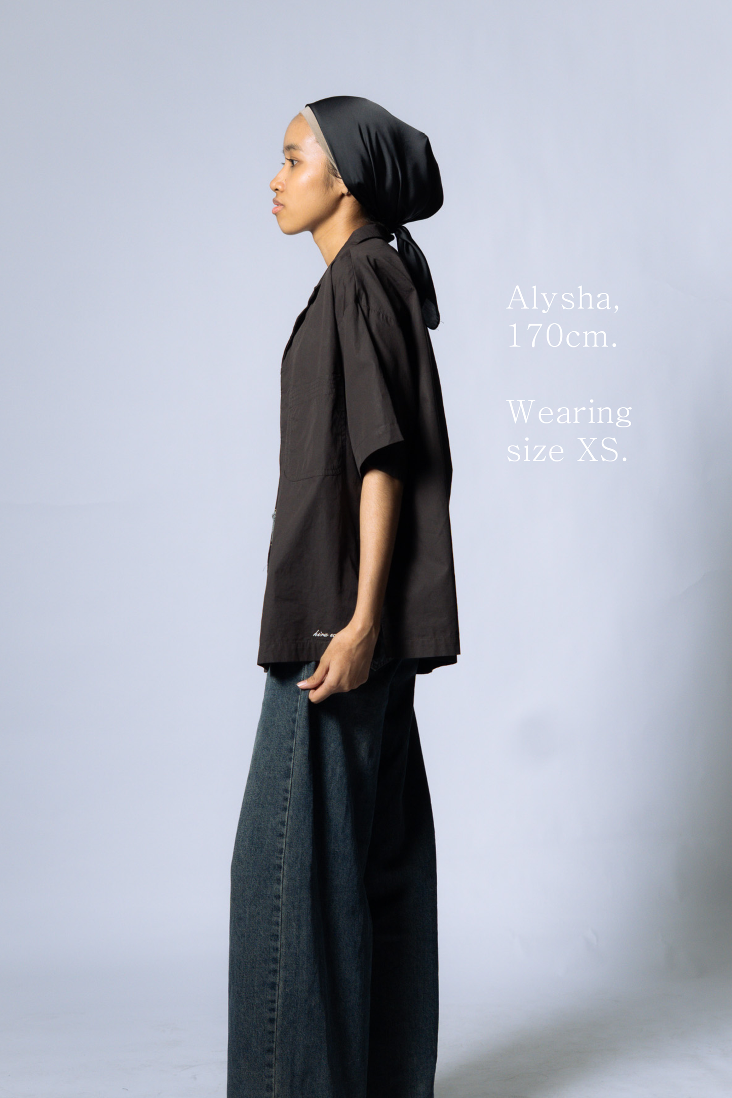 embroidered short-sleeve bowling shirt [sable brown poplin]