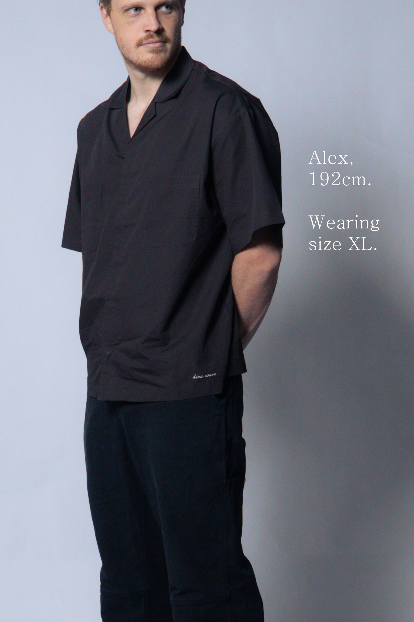 embroidered short-sleeve bowling shirt [sable brown poplin]