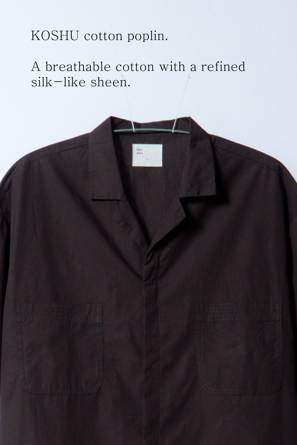 embroidered short-sleeve bowling shirt [sable brown poplin]