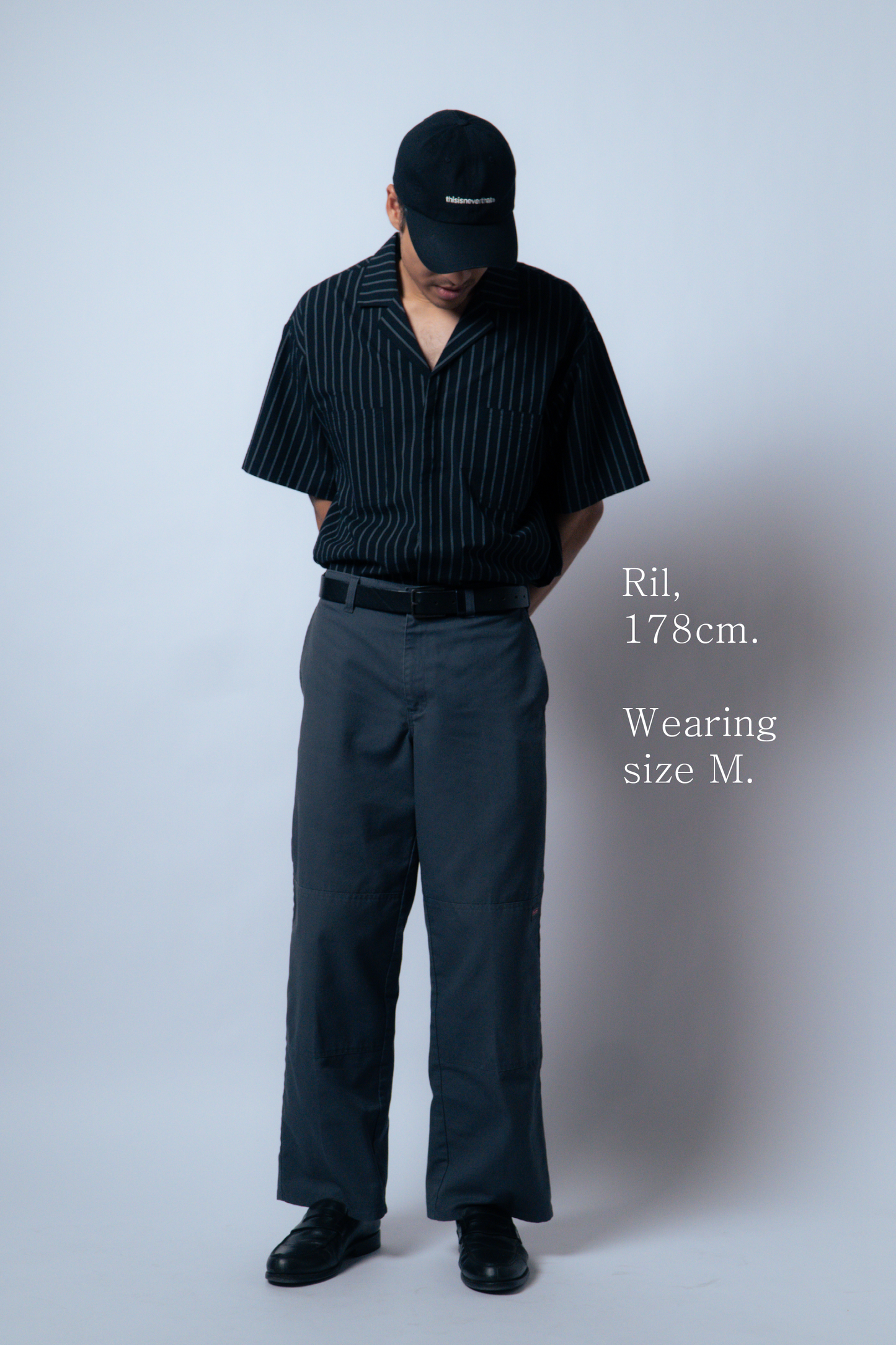 embroidered short-sleeve bowling shirt [seersucker black]