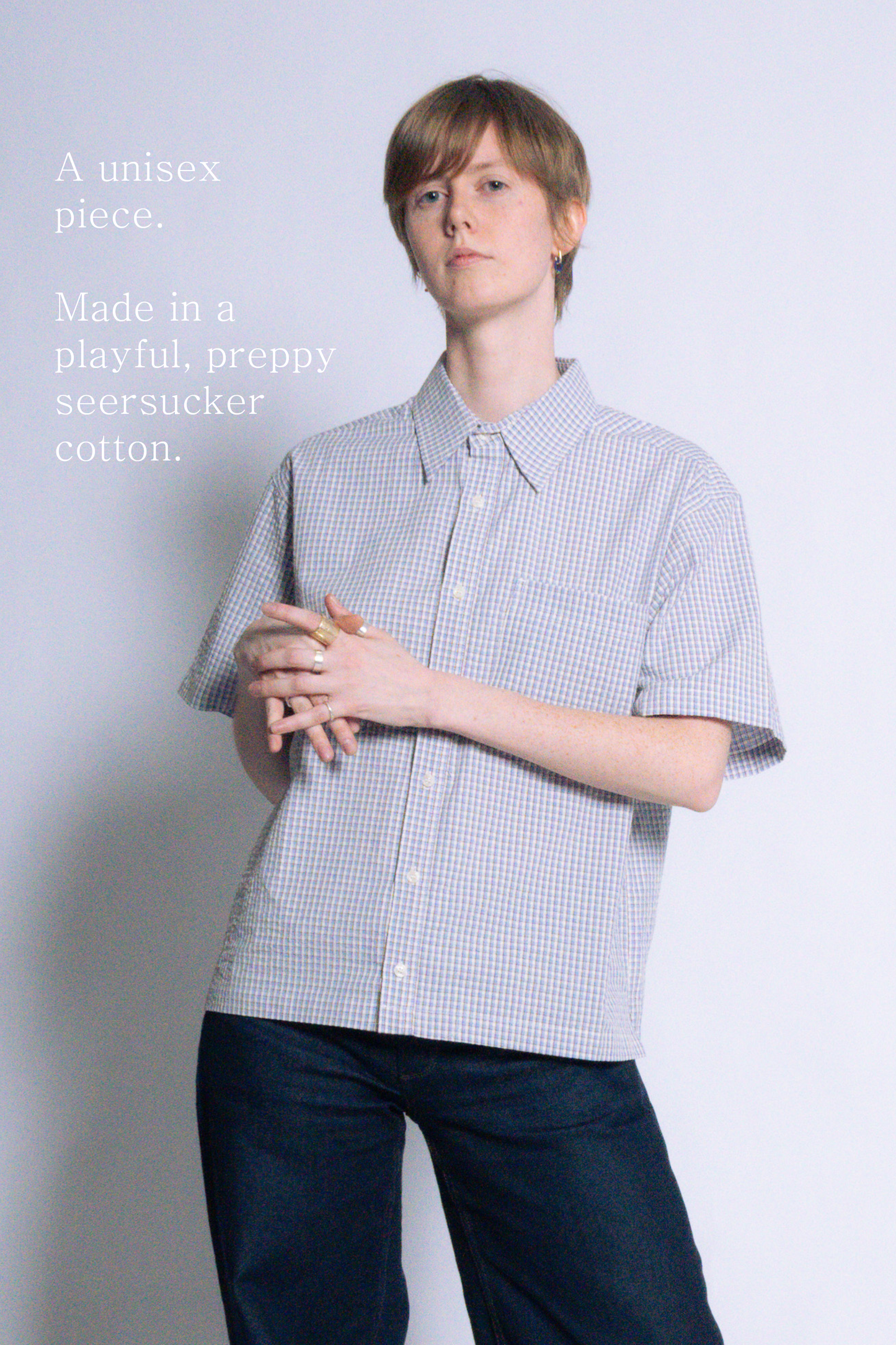 checked short-sleeve shirt [seersucker lilac]