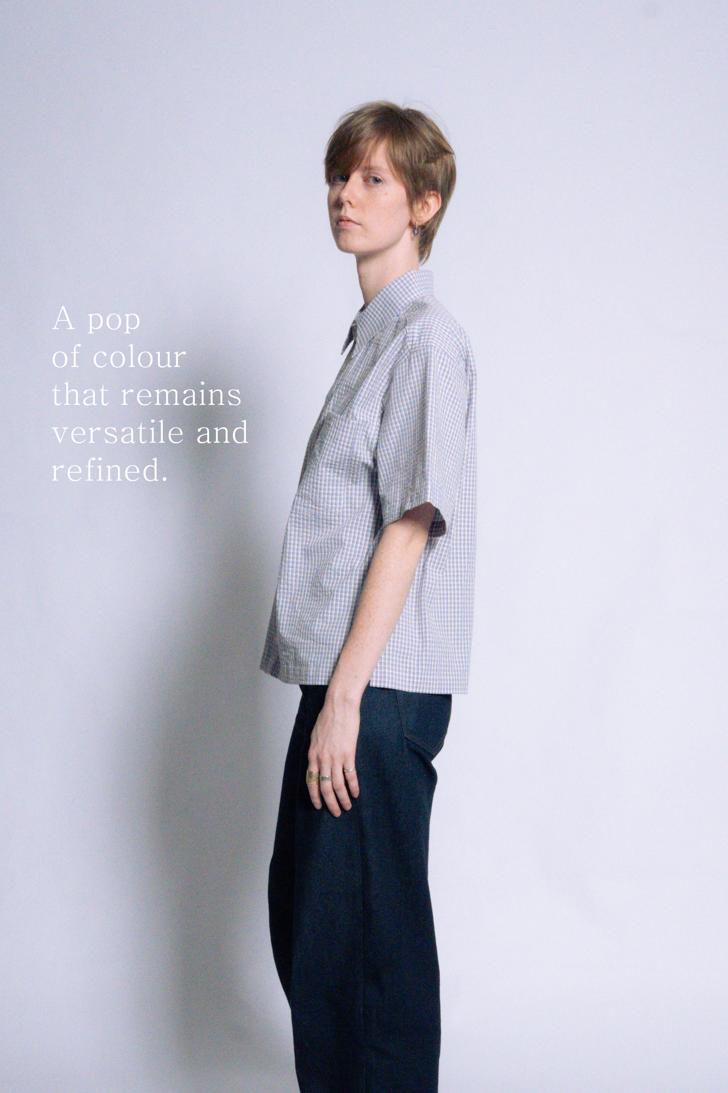 checked short-sleeve shirt [seersucker lilac]