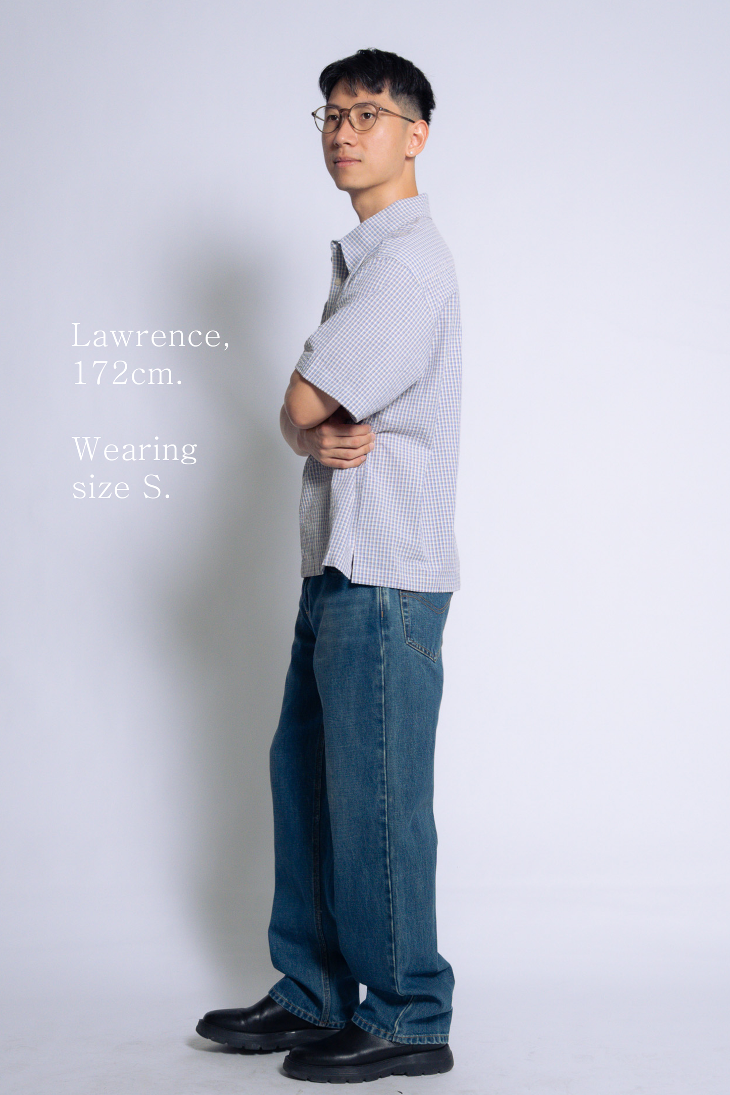 checked short-sleeve shirt [seersucker lilac]