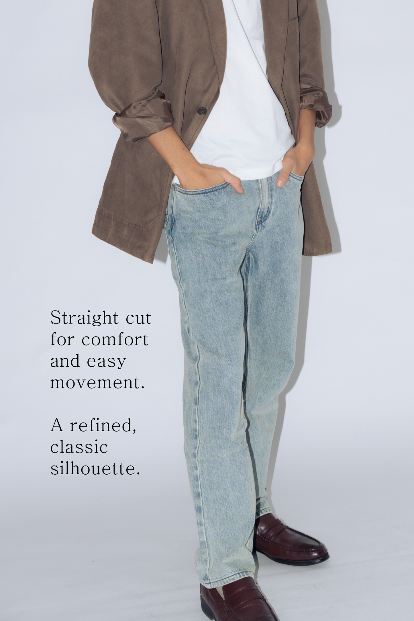 straight cut jeans [washed blue]