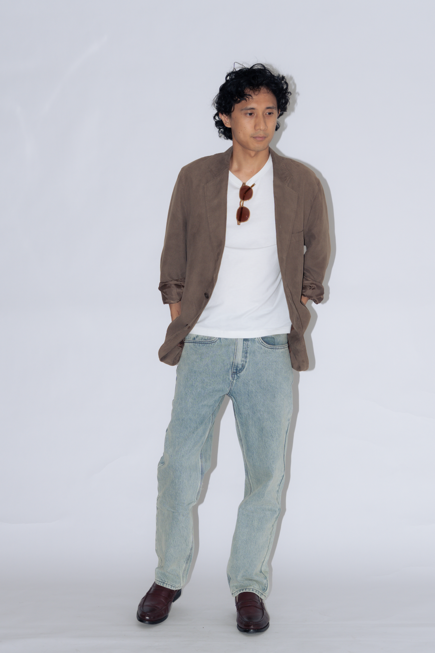 straight cut jeans [washed blue]