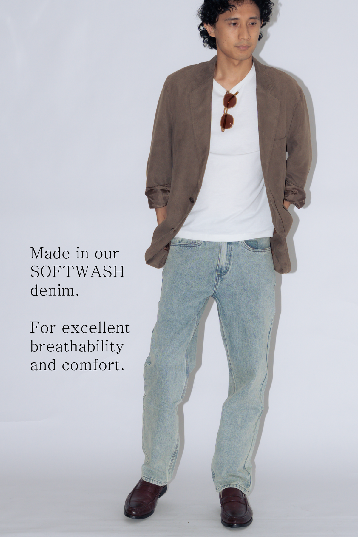 straight cut jeans [washed blue]