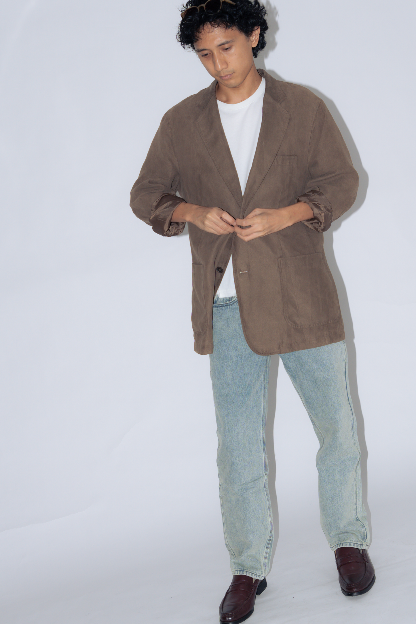 straight cut jeans [washed blue]