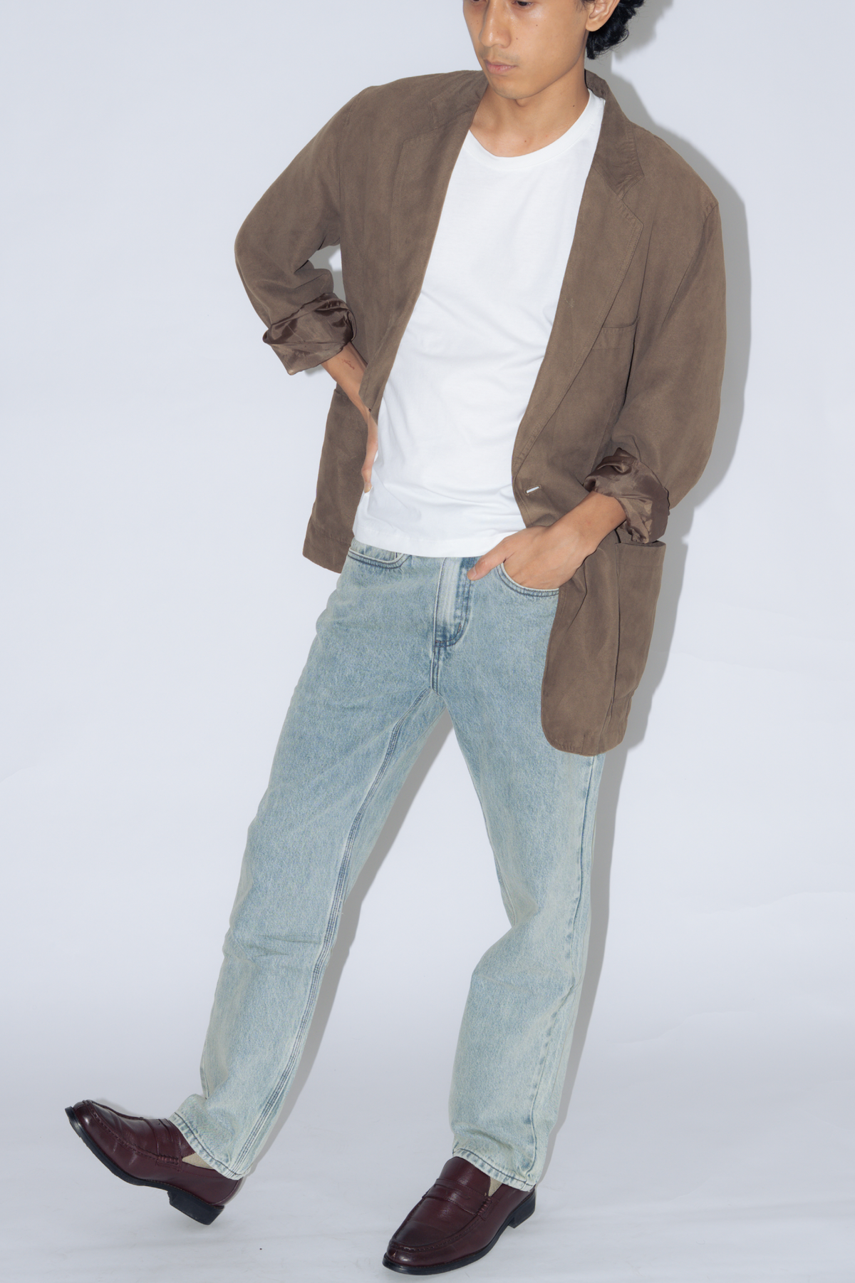 straight cut jeans [washed blue]