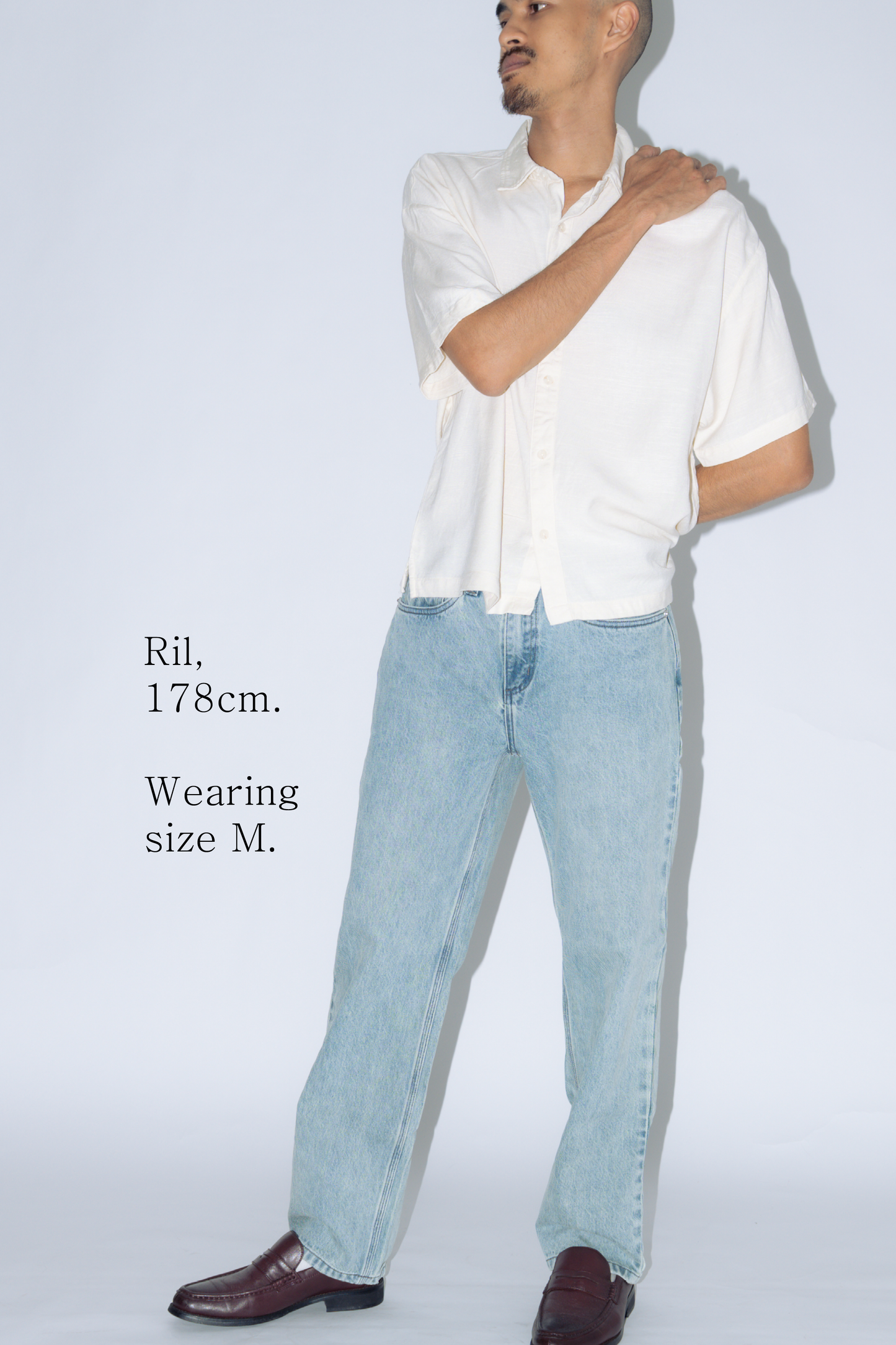 straight cut jeans [washed blue]