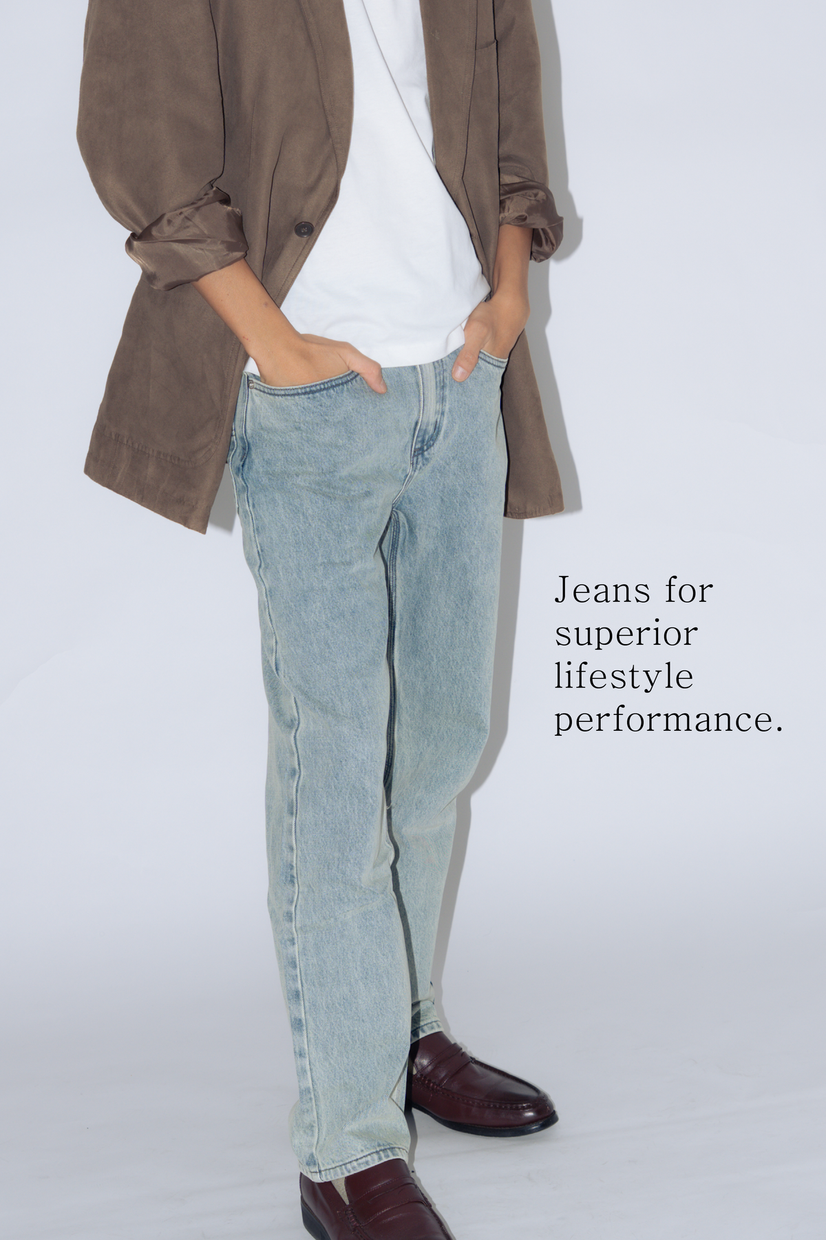 straight cut jeans [washed blue]
