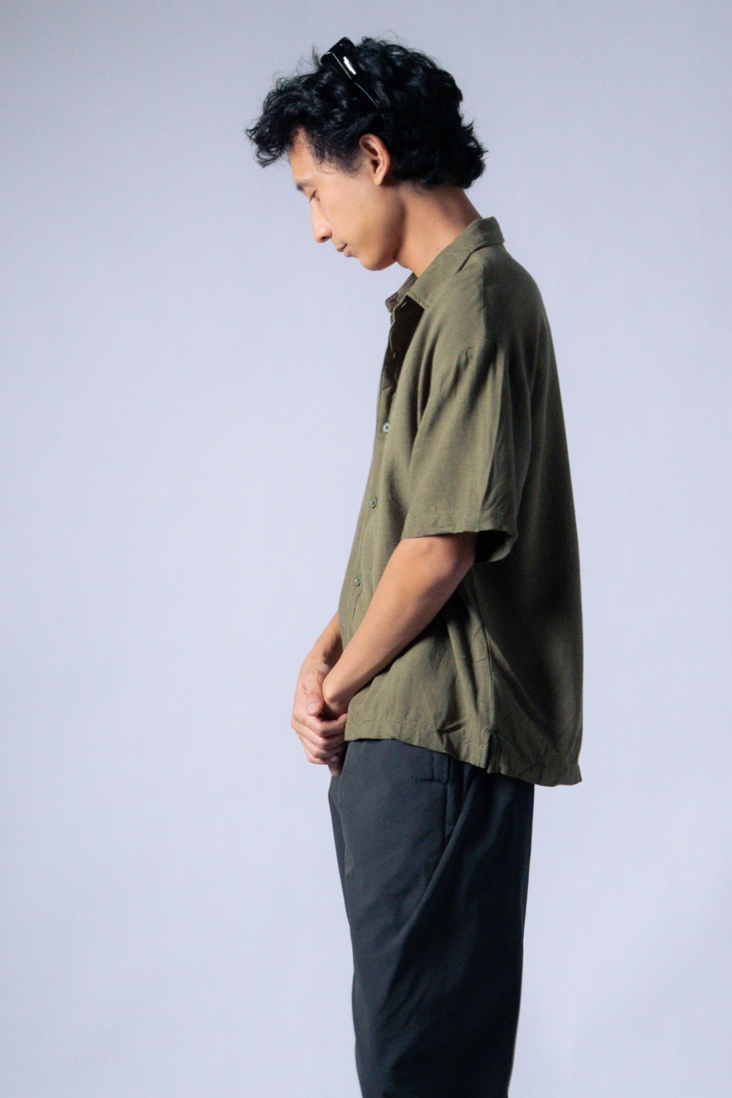 ctw1 linen short-sleeve shirt [olive]
