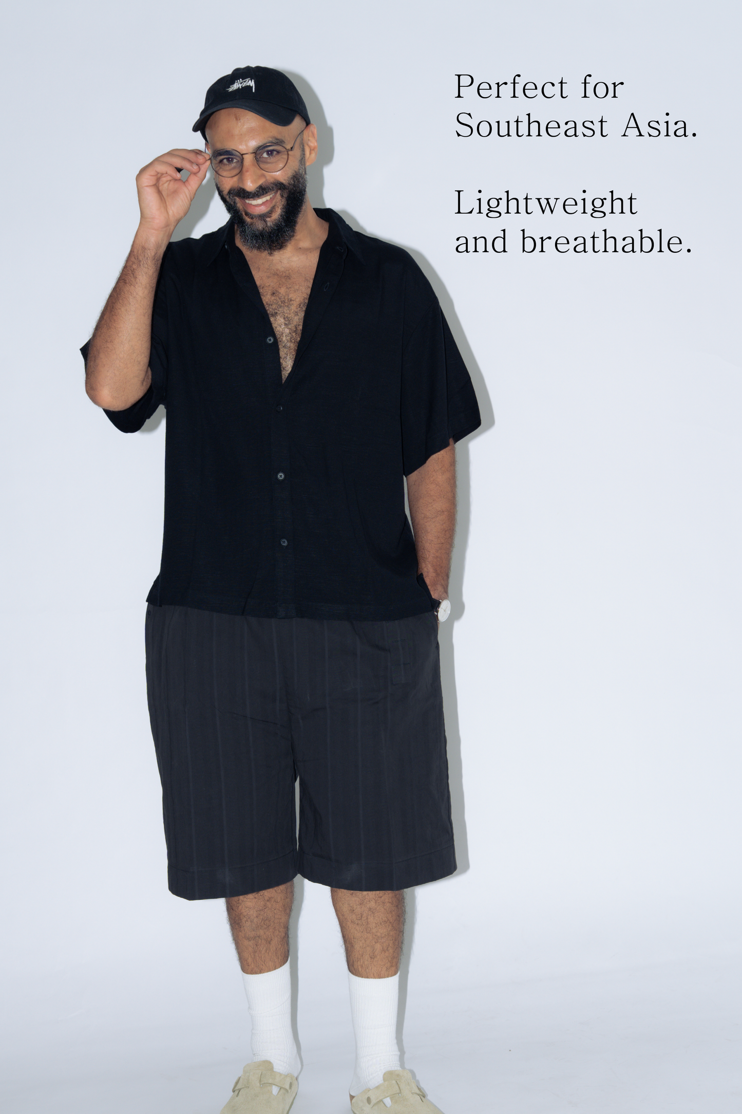 ctw1 linen short-sleeve shirt [black]