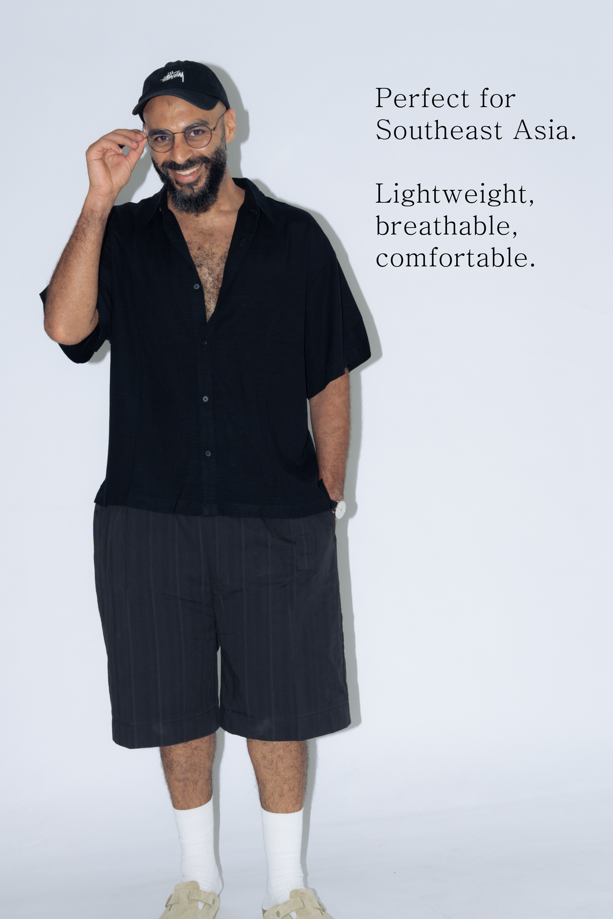 ctw1 linen short-sleeve shirt [black]