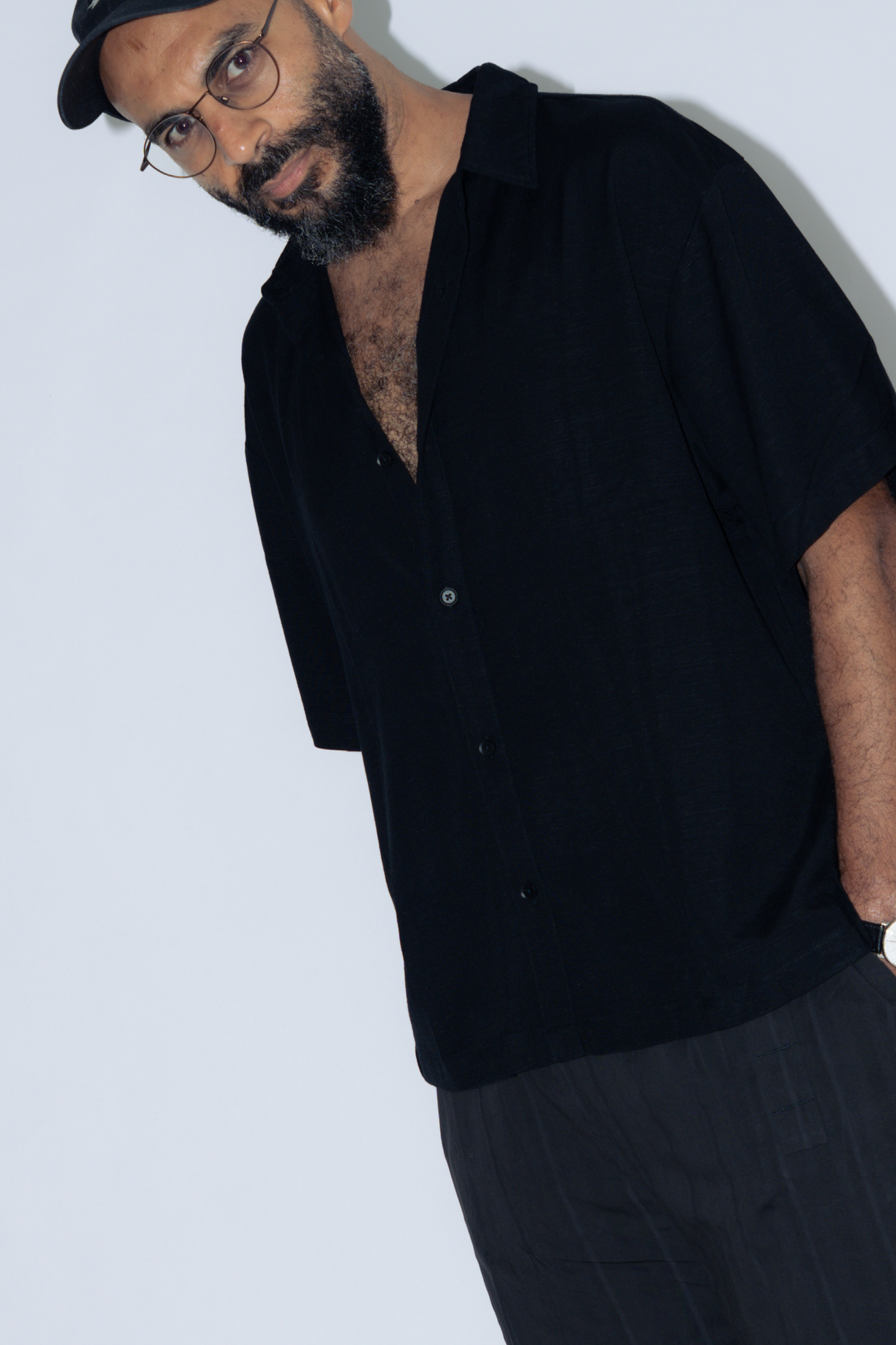 ctw1 linen short-sleeve shirt [black]