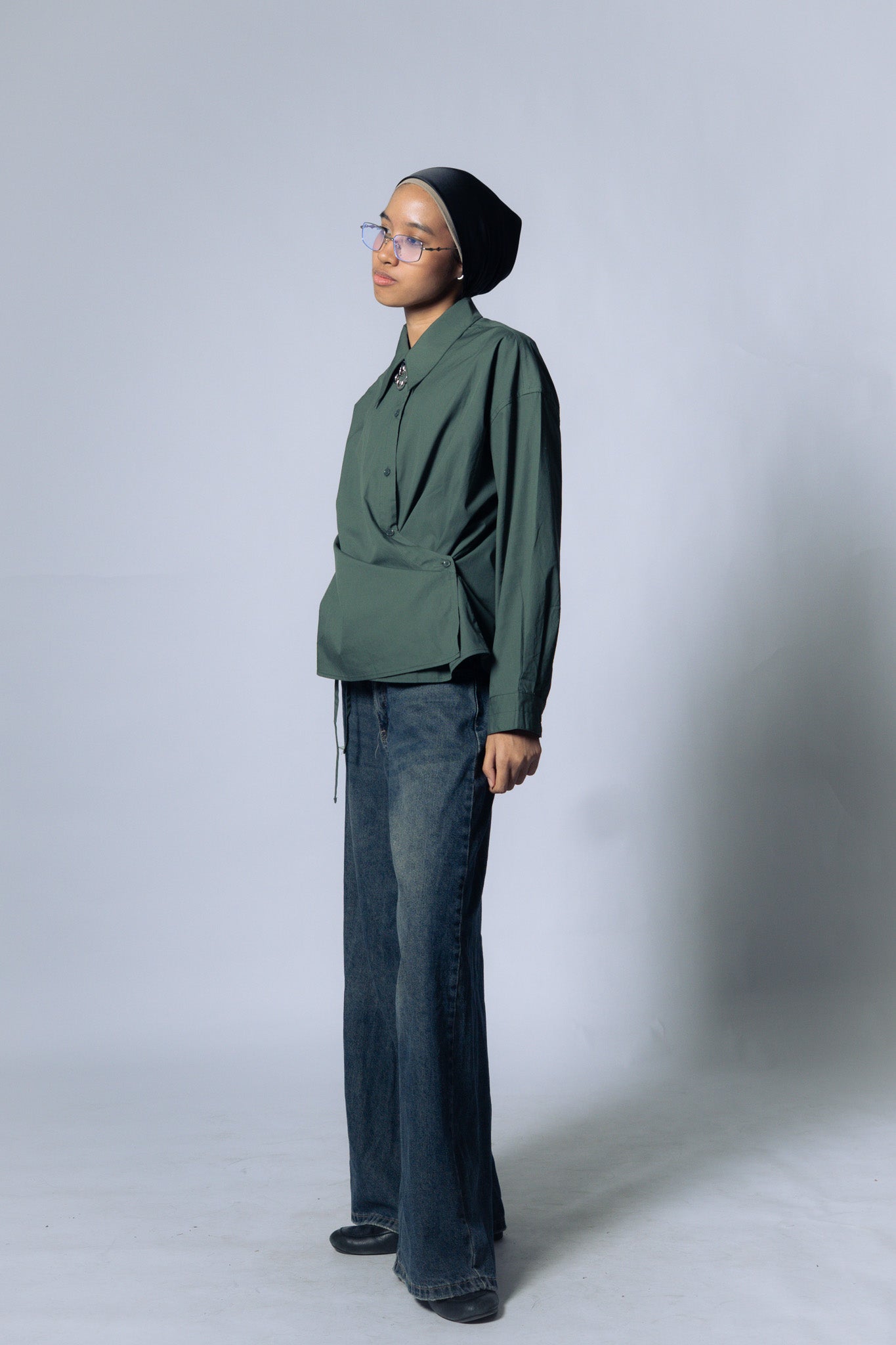twisted shirt [viridian green poplin]