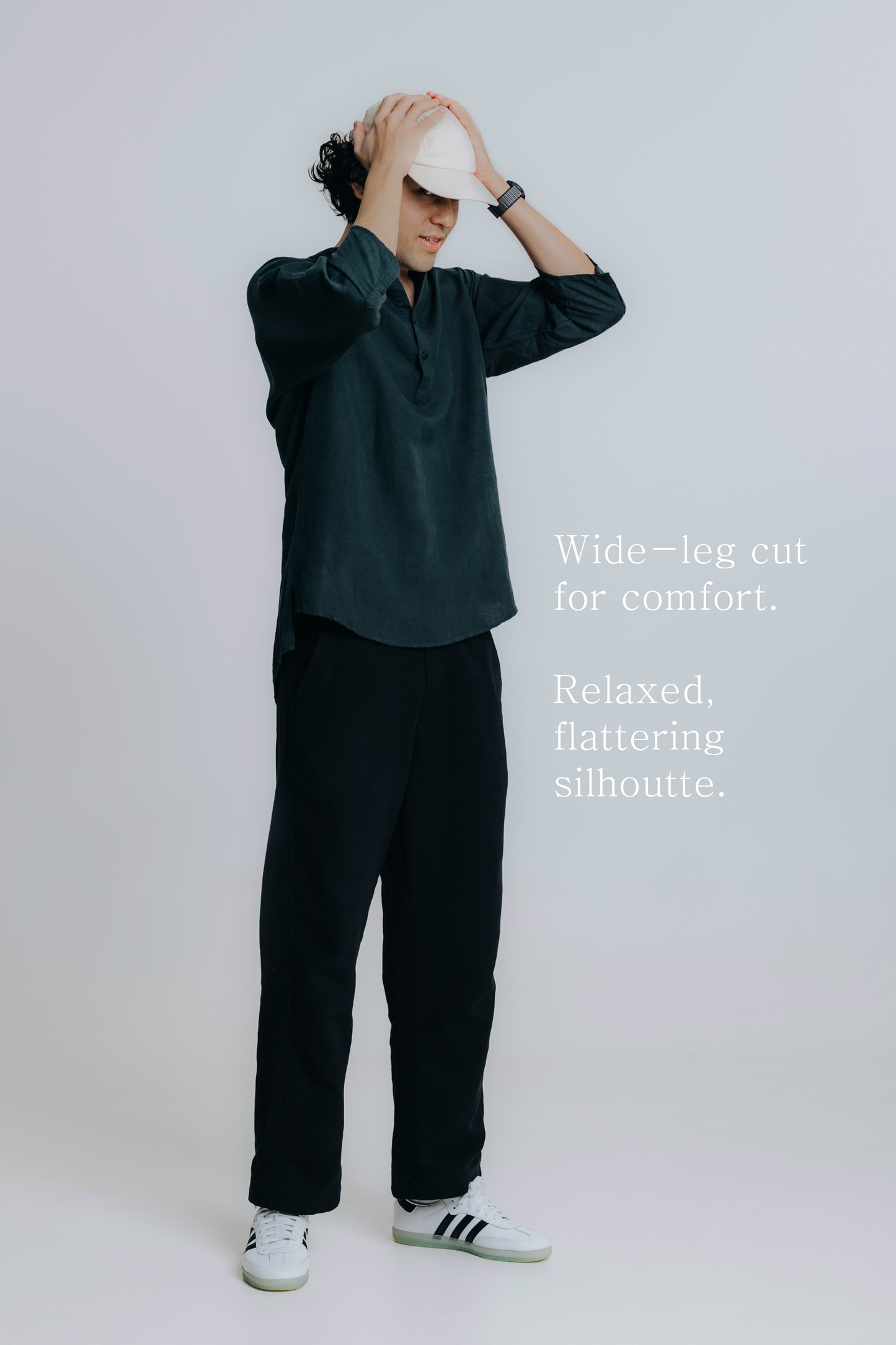 sw1 straight-leg relaxed twill trousers [ink black]