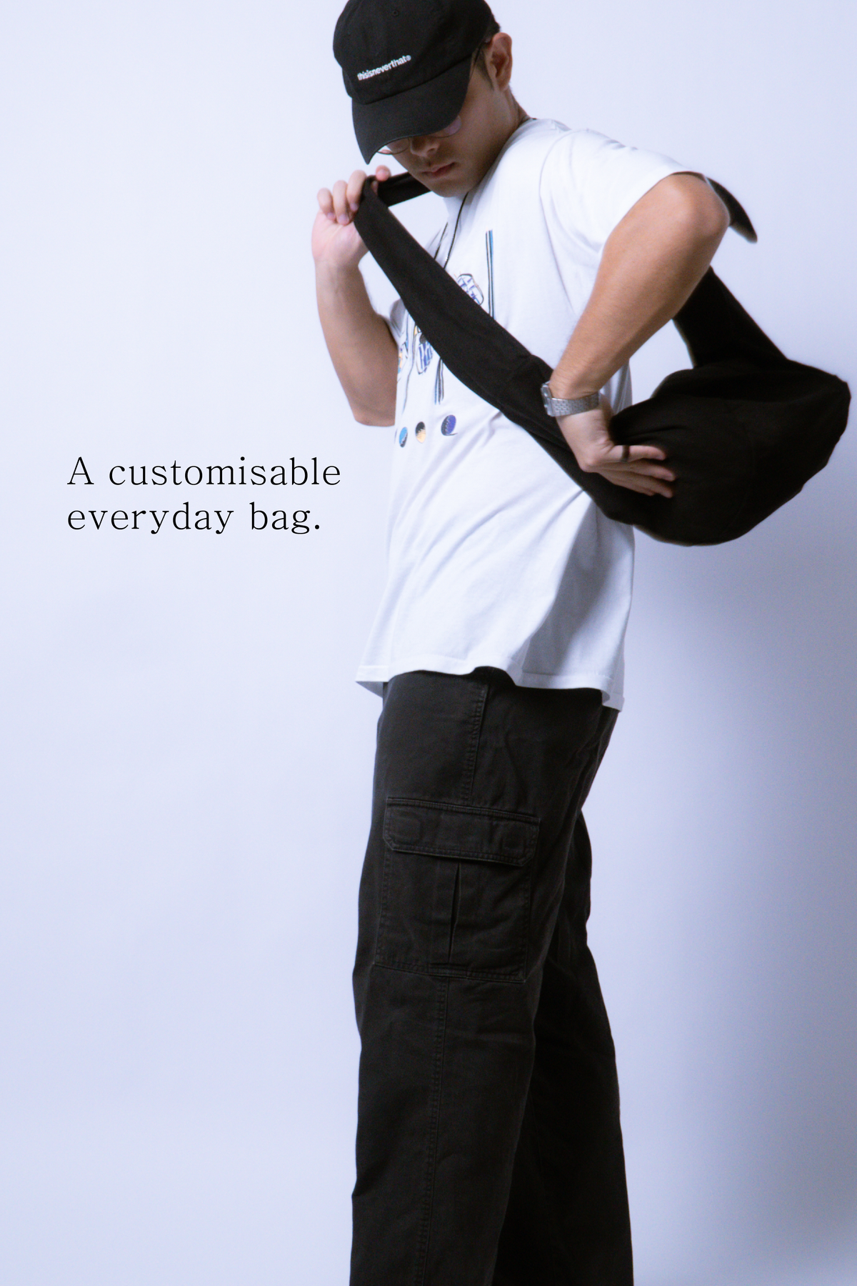 knotted crossbody canvas bag 9L [ink black]