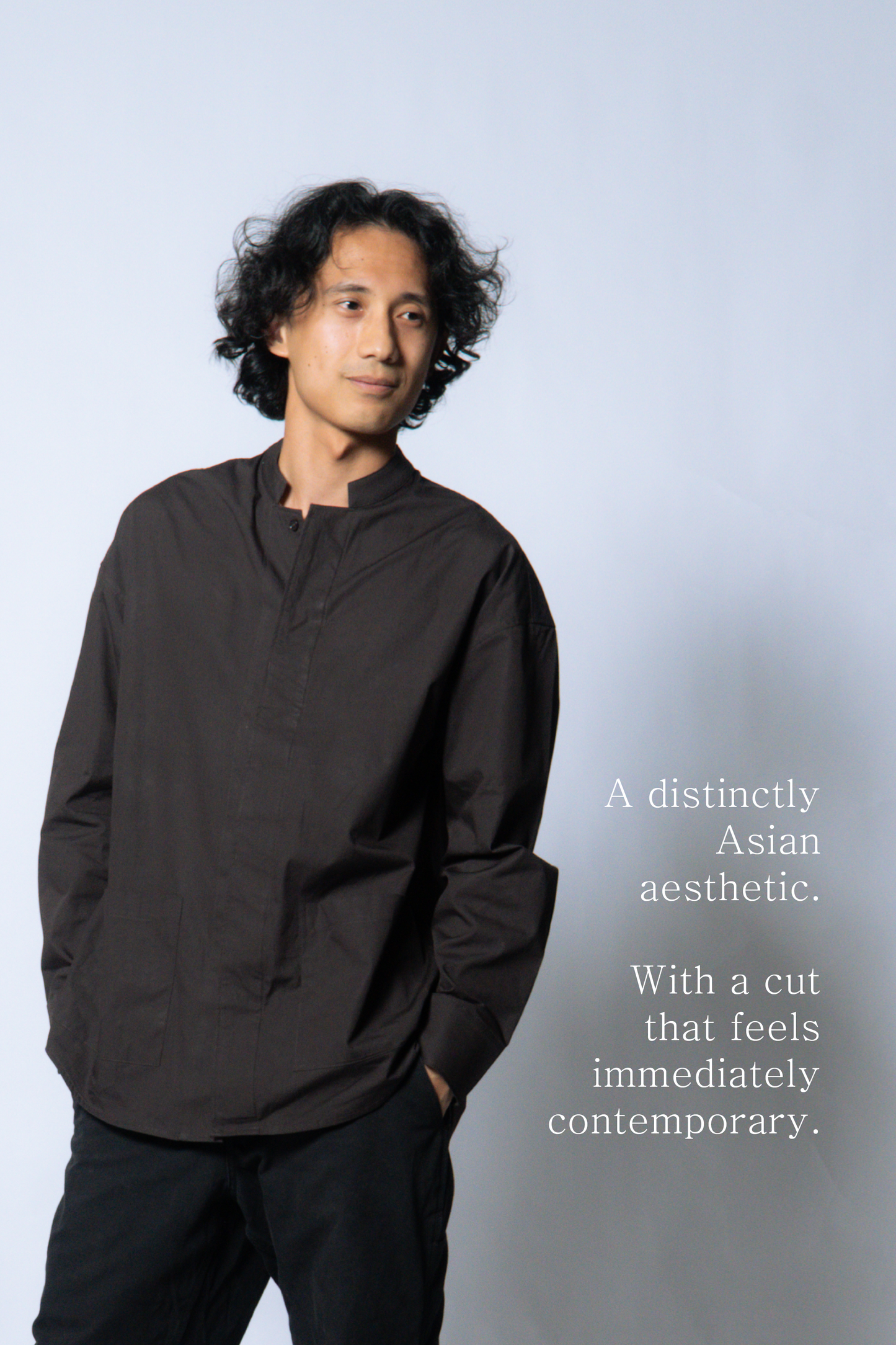 nehru shirt [sable brown poplin]