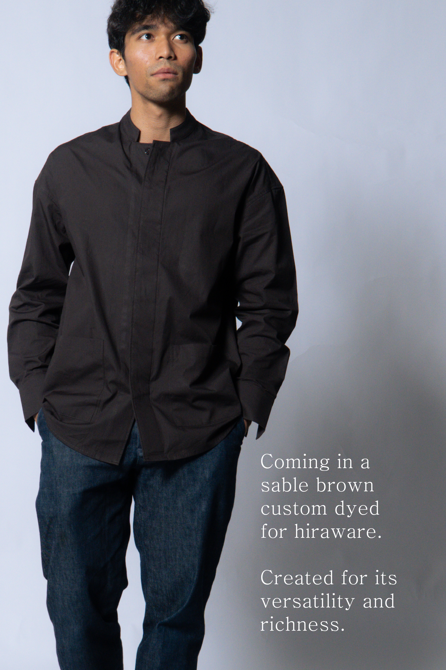 nehru shirt [sable brown poplin]