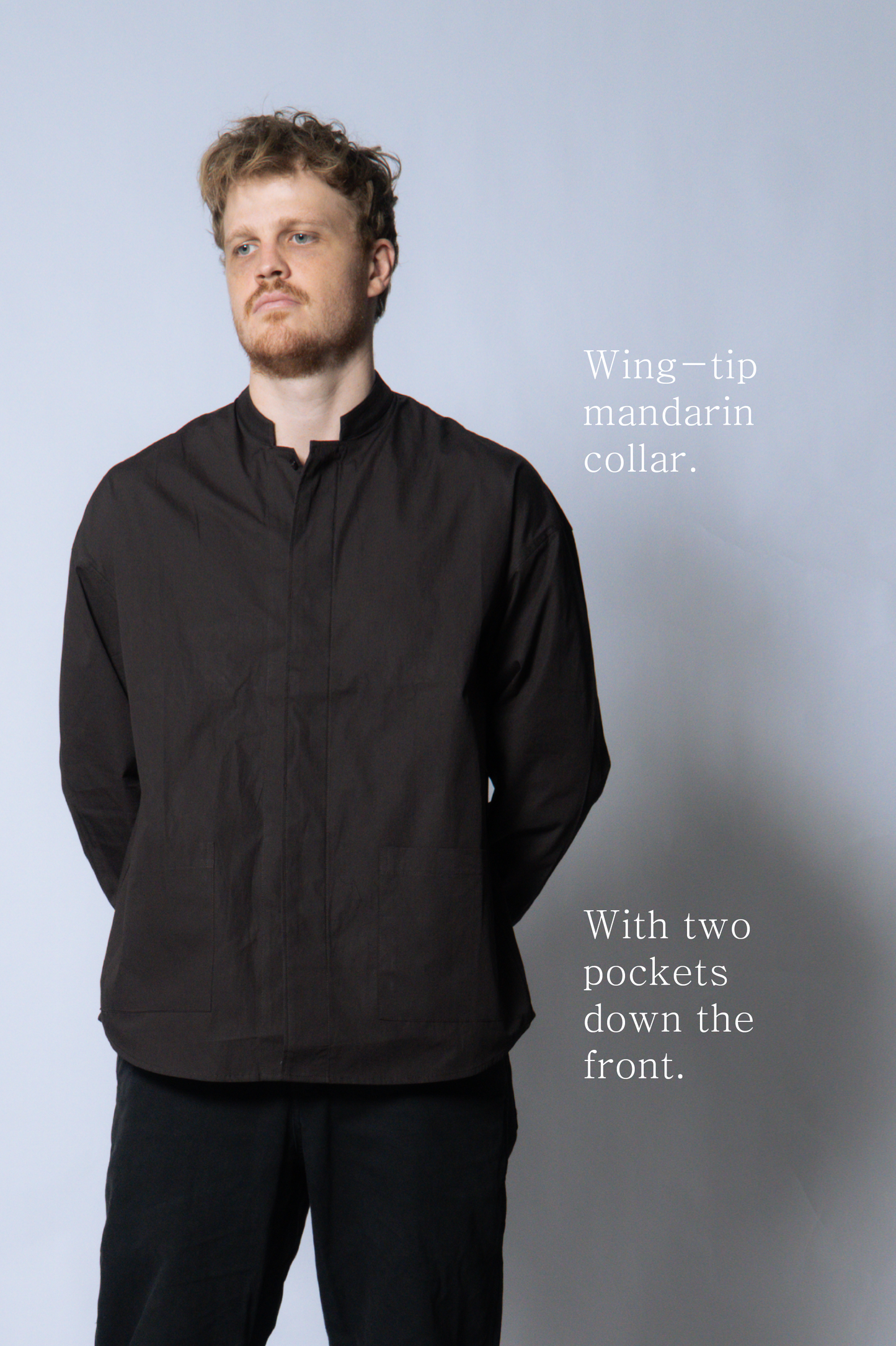 nehru shirt [sable brown poplin]