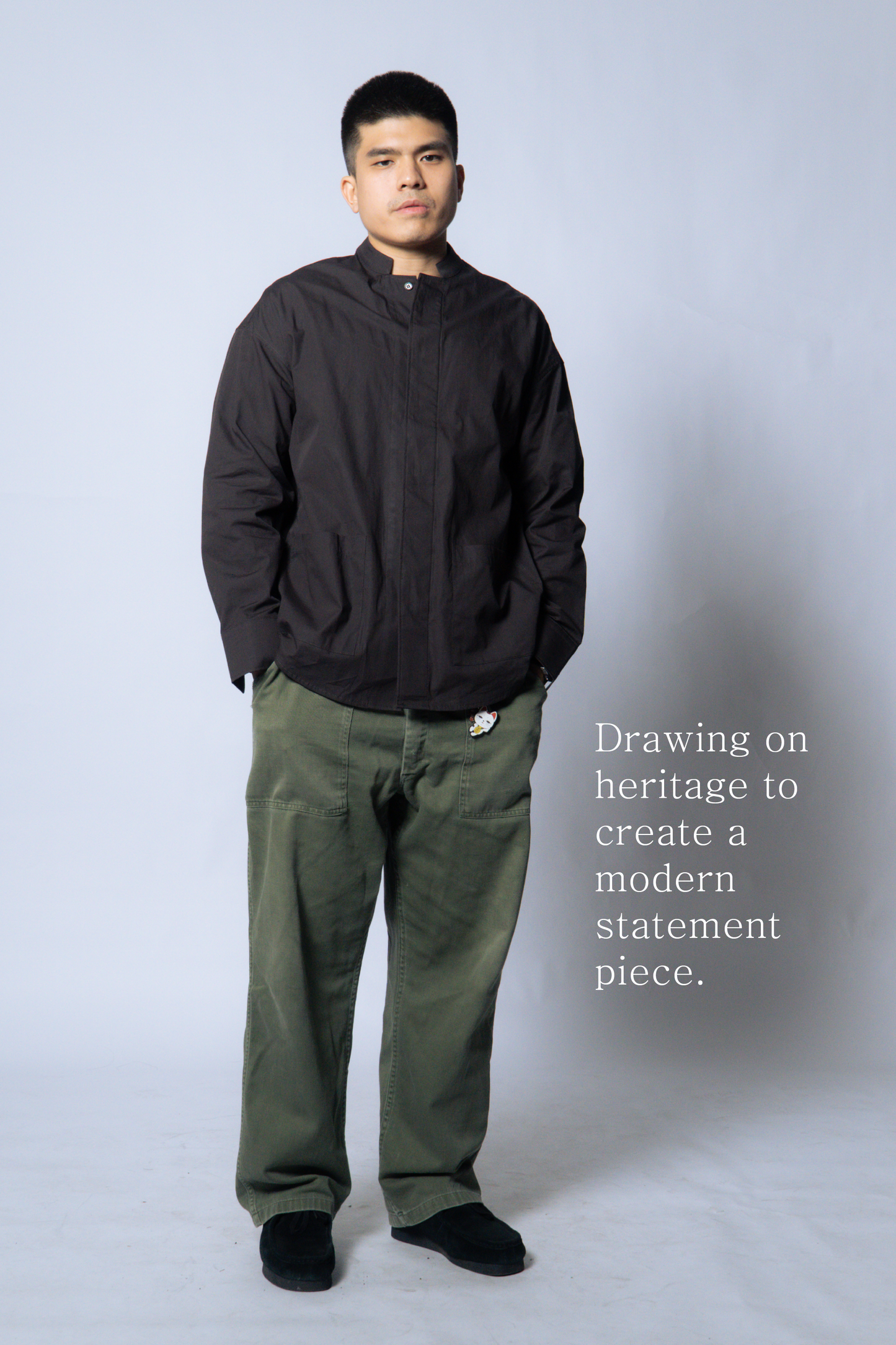 nehru shirt [sable brown poplin]