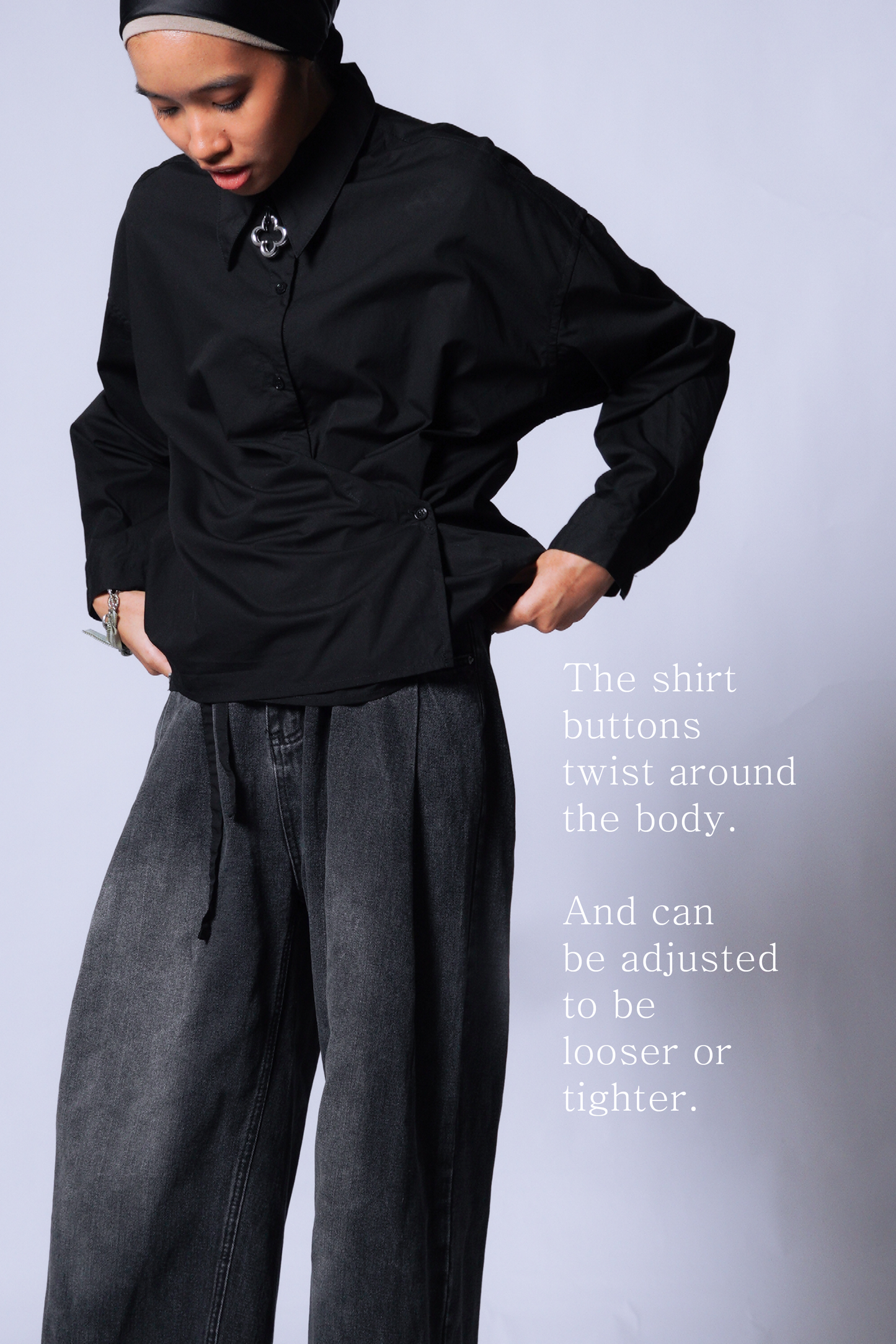 twisted shirt poplin [caviar poplin].