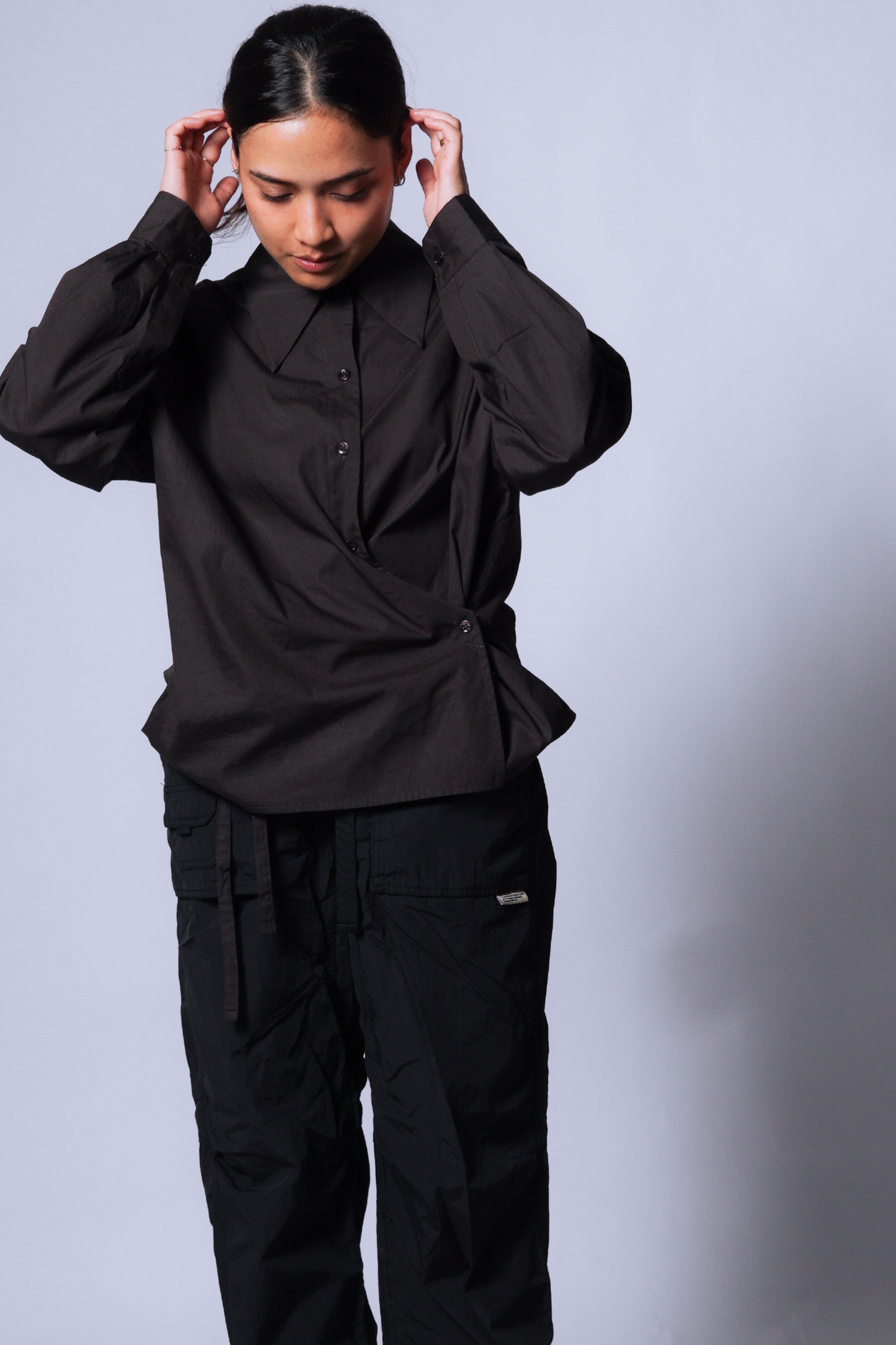 twisted shirt [sable brown poplin].