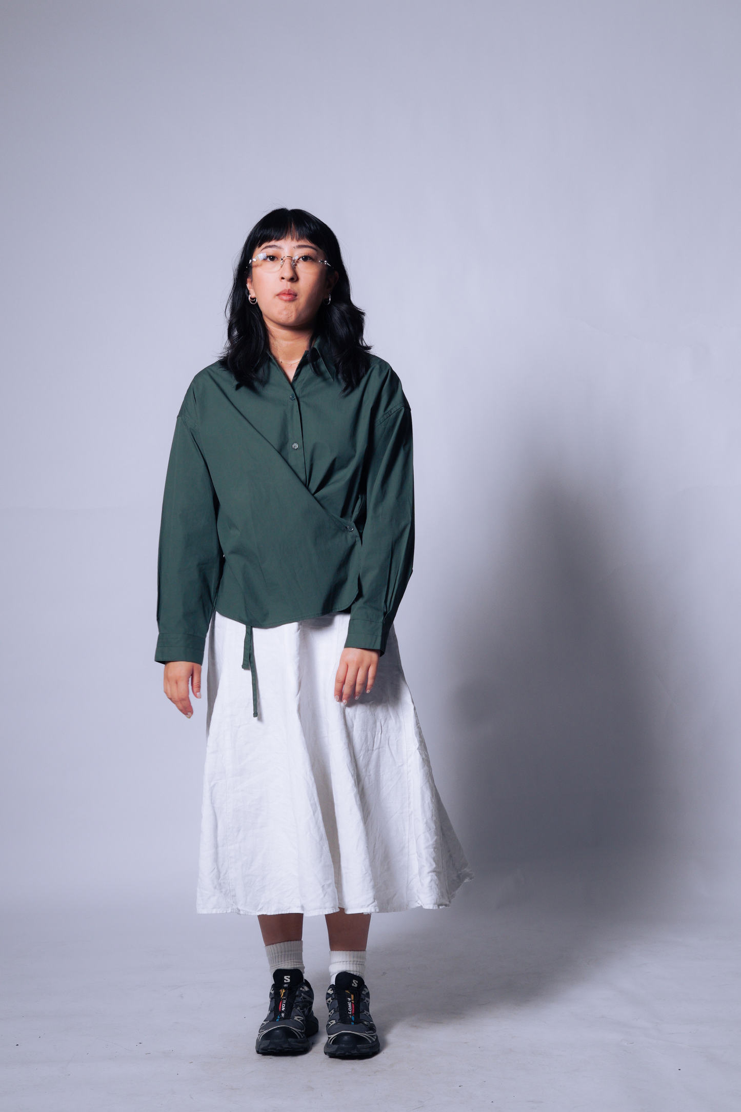twisted shirt [viridian green poplin].