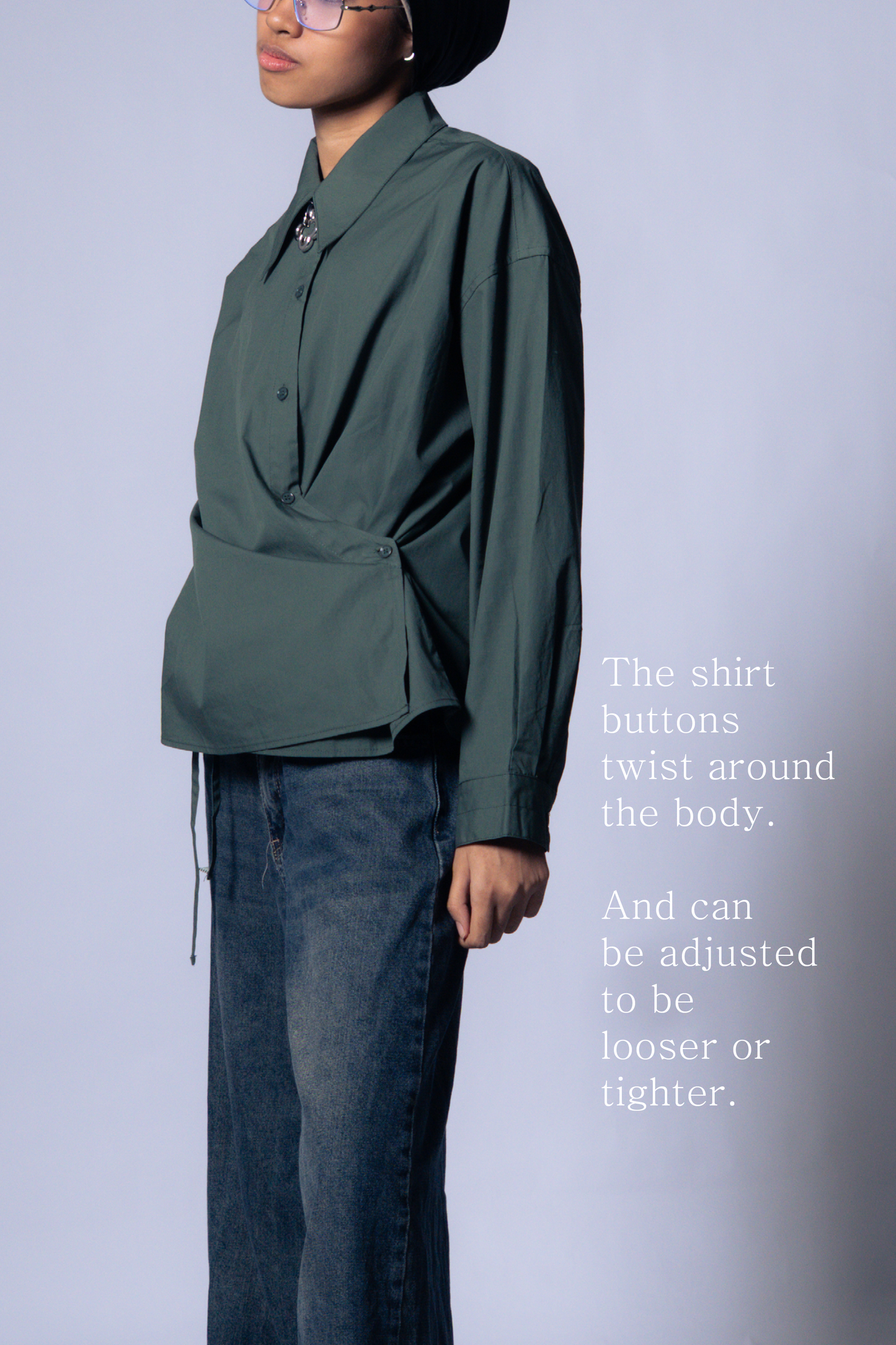 twisted shirt [viridian green poplin].