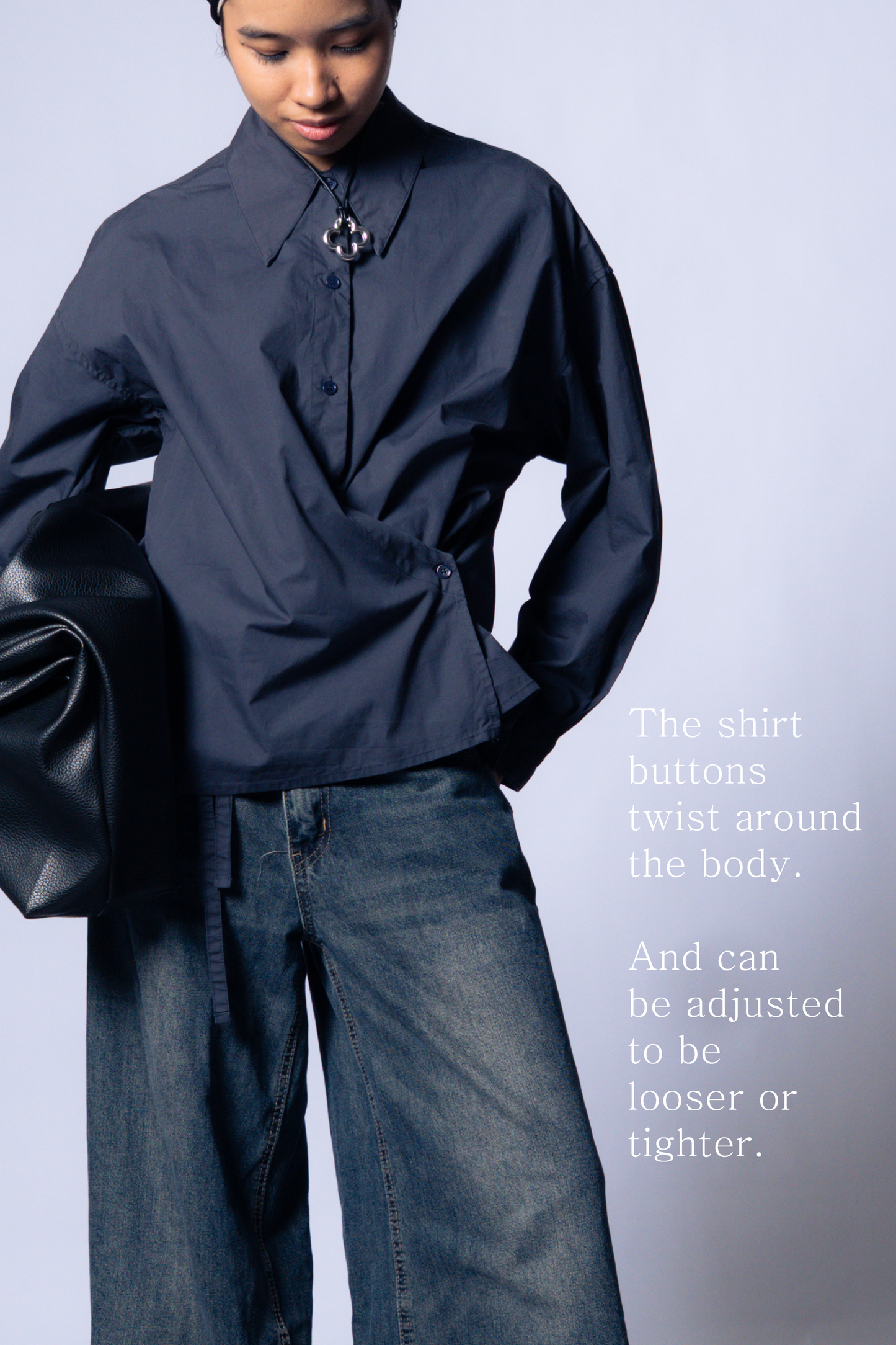 twisted shirt [naval blue poplin].