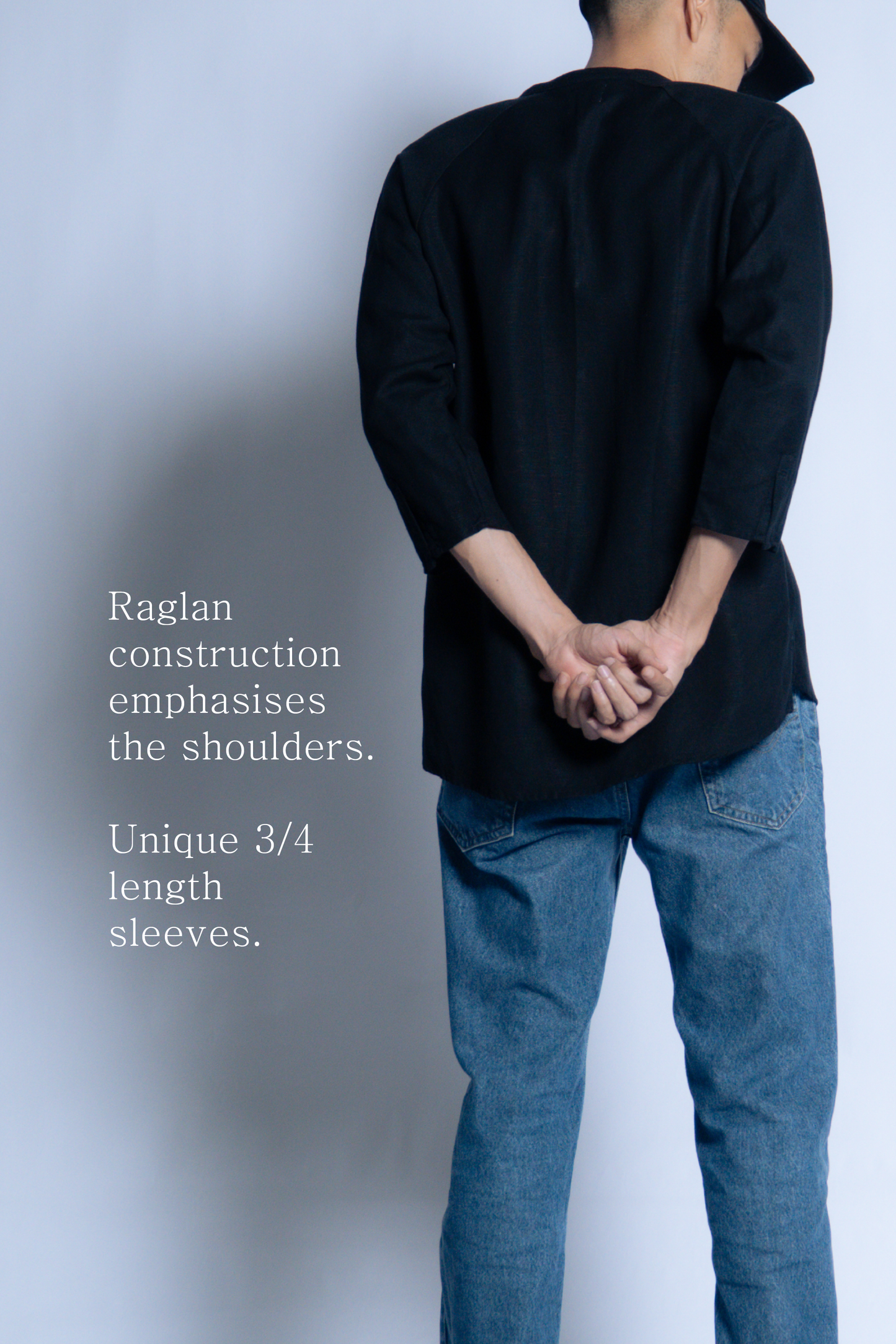 sw1 linen raglan henley [ink black]