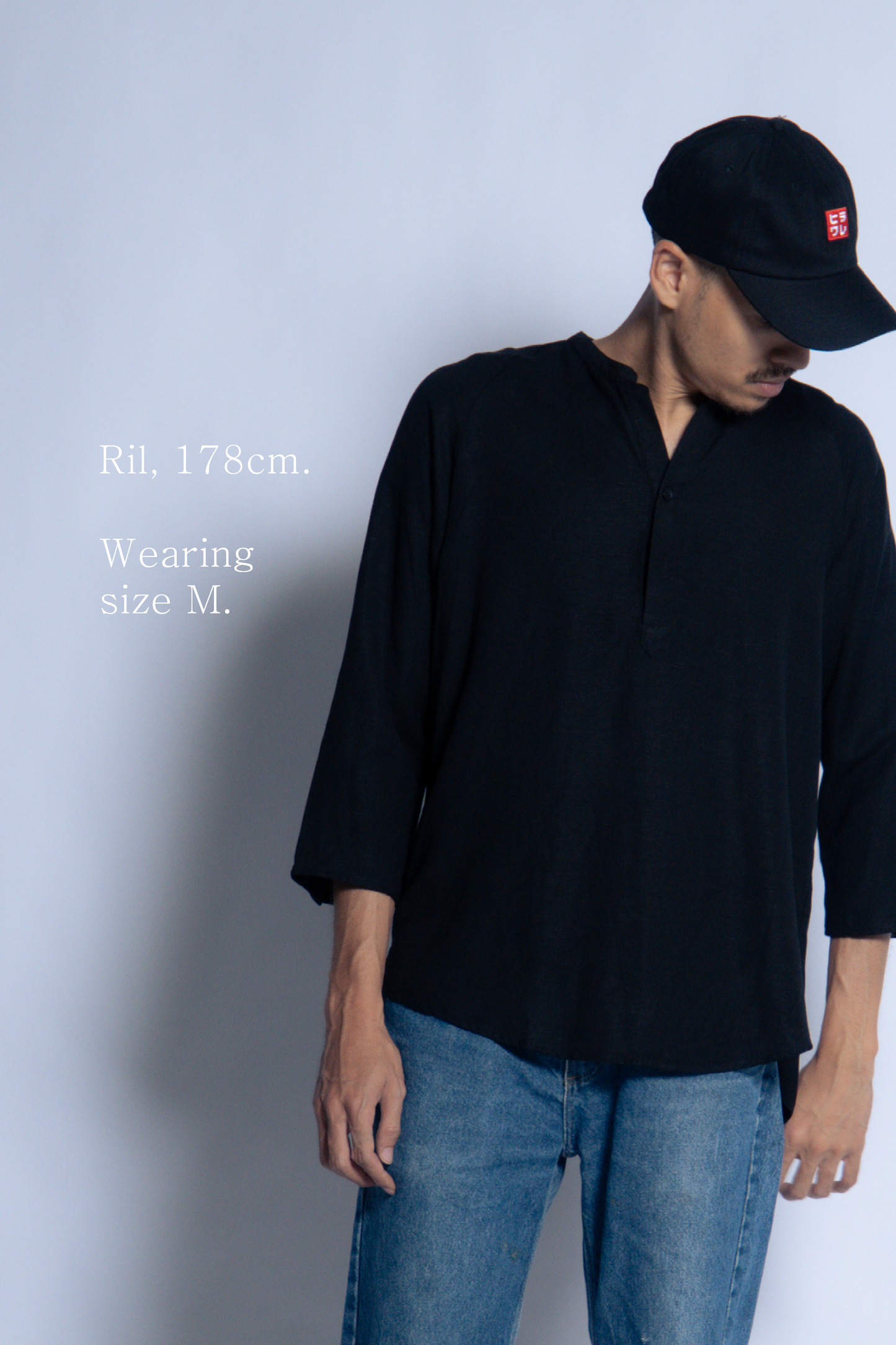 sw1 linen raglan henley [ink black]
