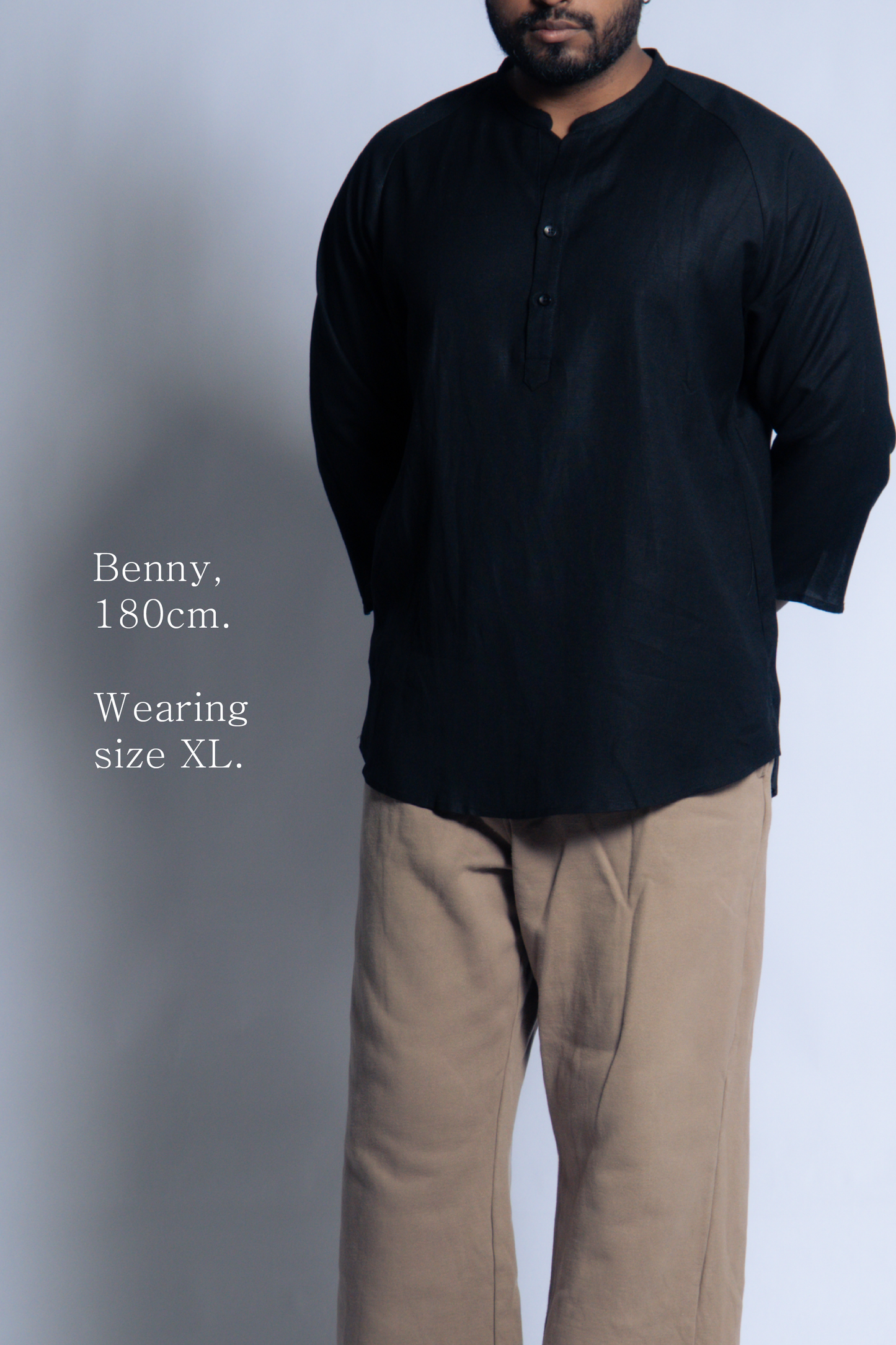 sw1 linen raglan henley [ink black]