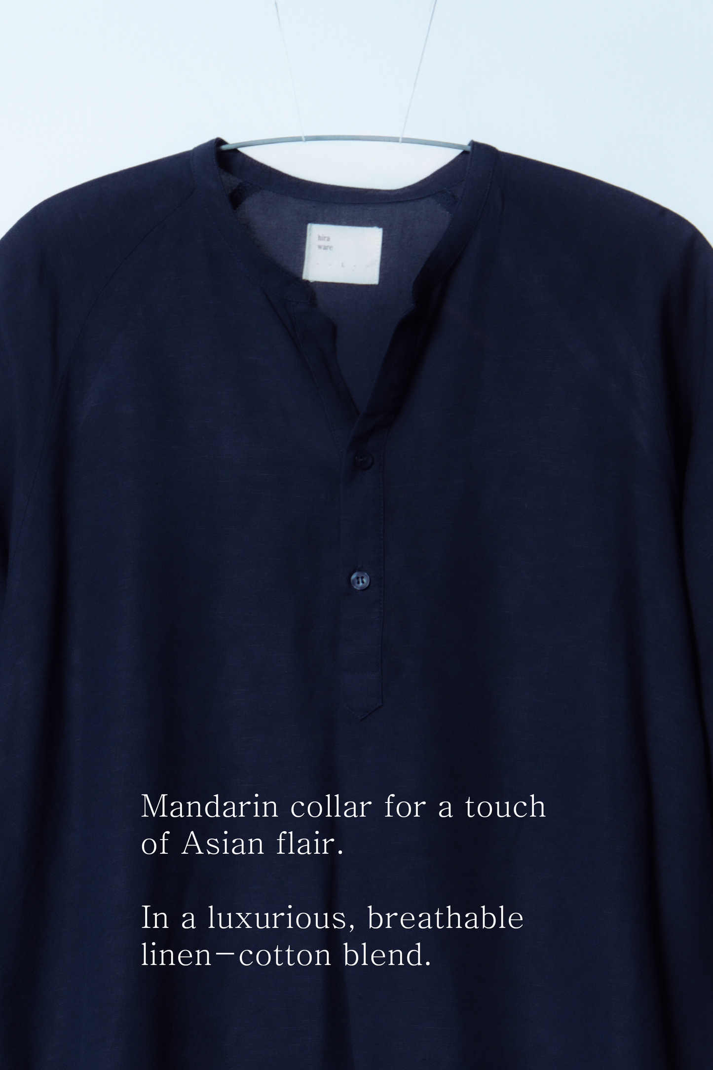 sw1 linen raglan henley [navy blue]