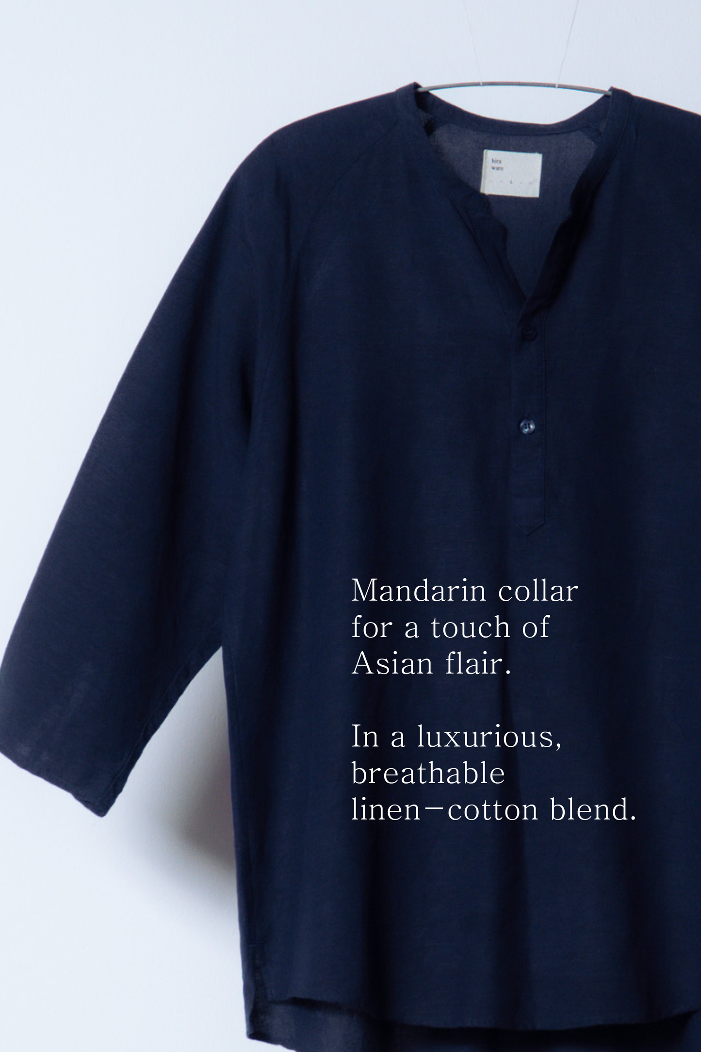 sw1 linen raglan henley [navy blue]