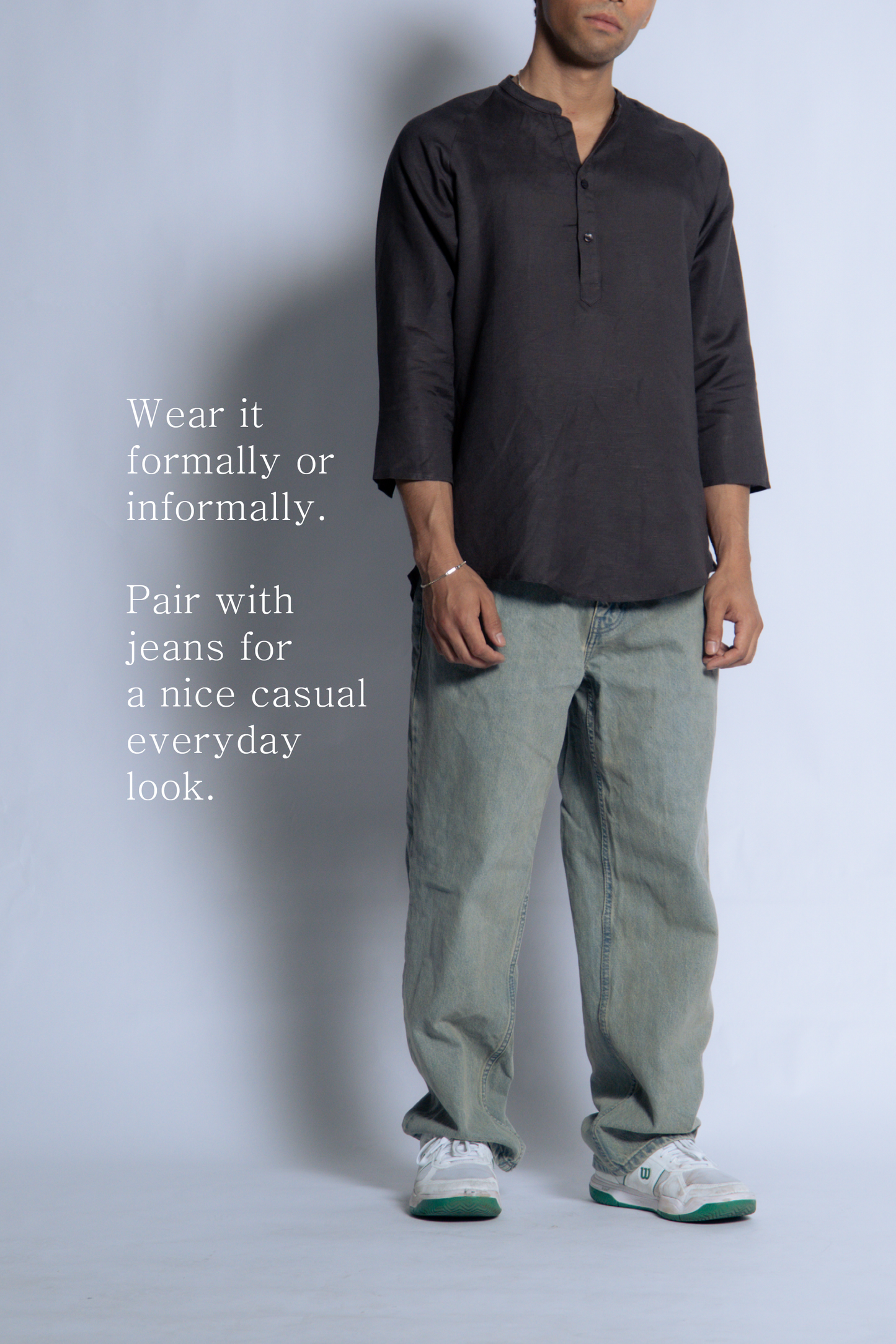 sw1 linen raglan henley [ash brown]