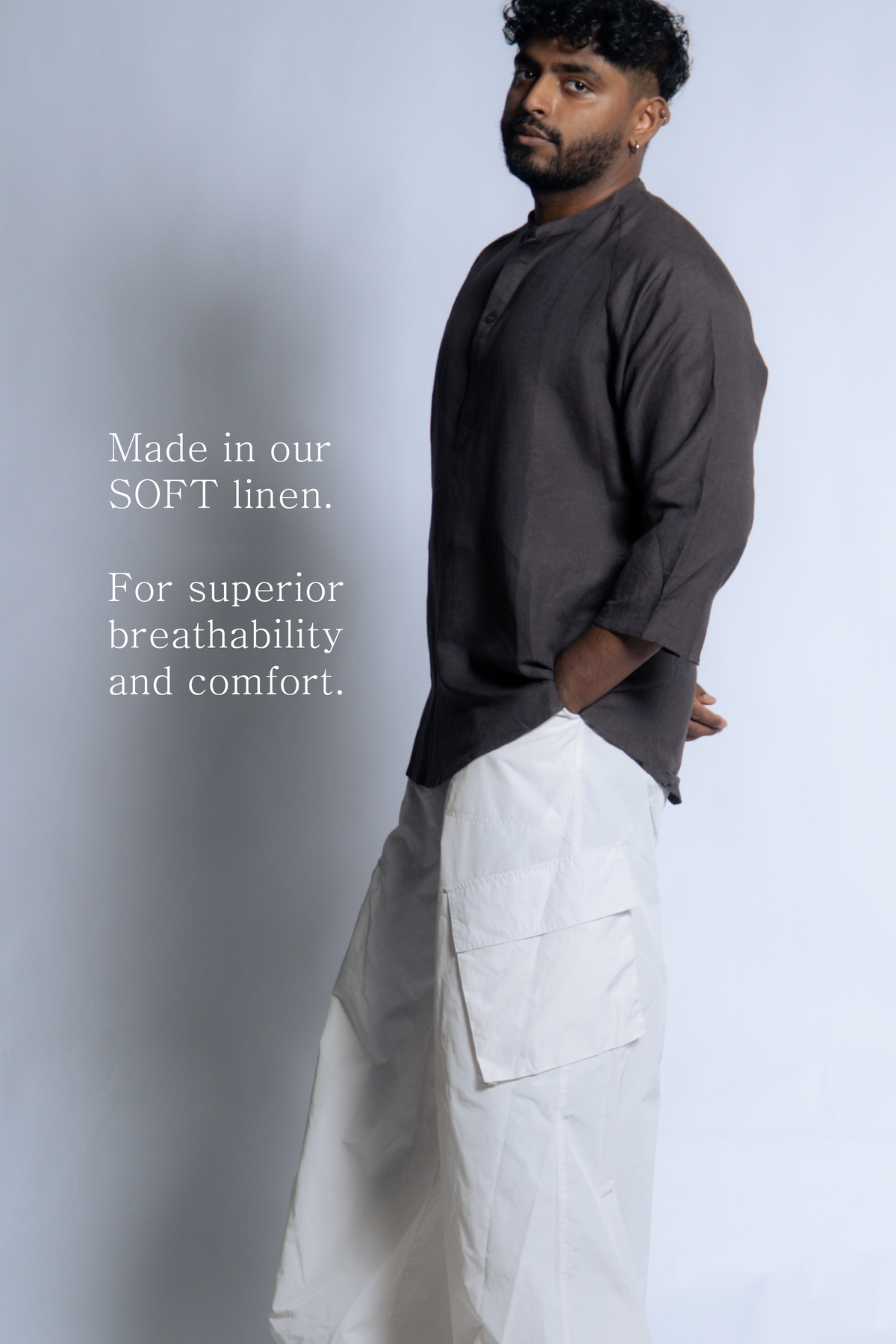 sw1 linen raglan henley [ash brown]