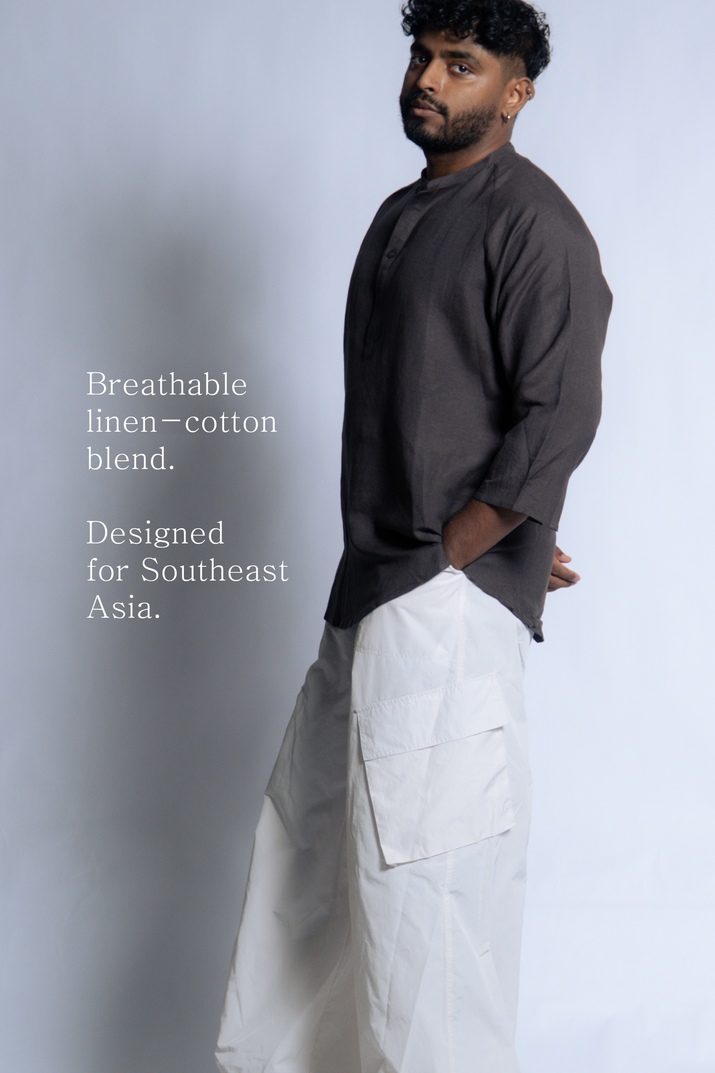 sw1 linen raglan henley [ash brown]