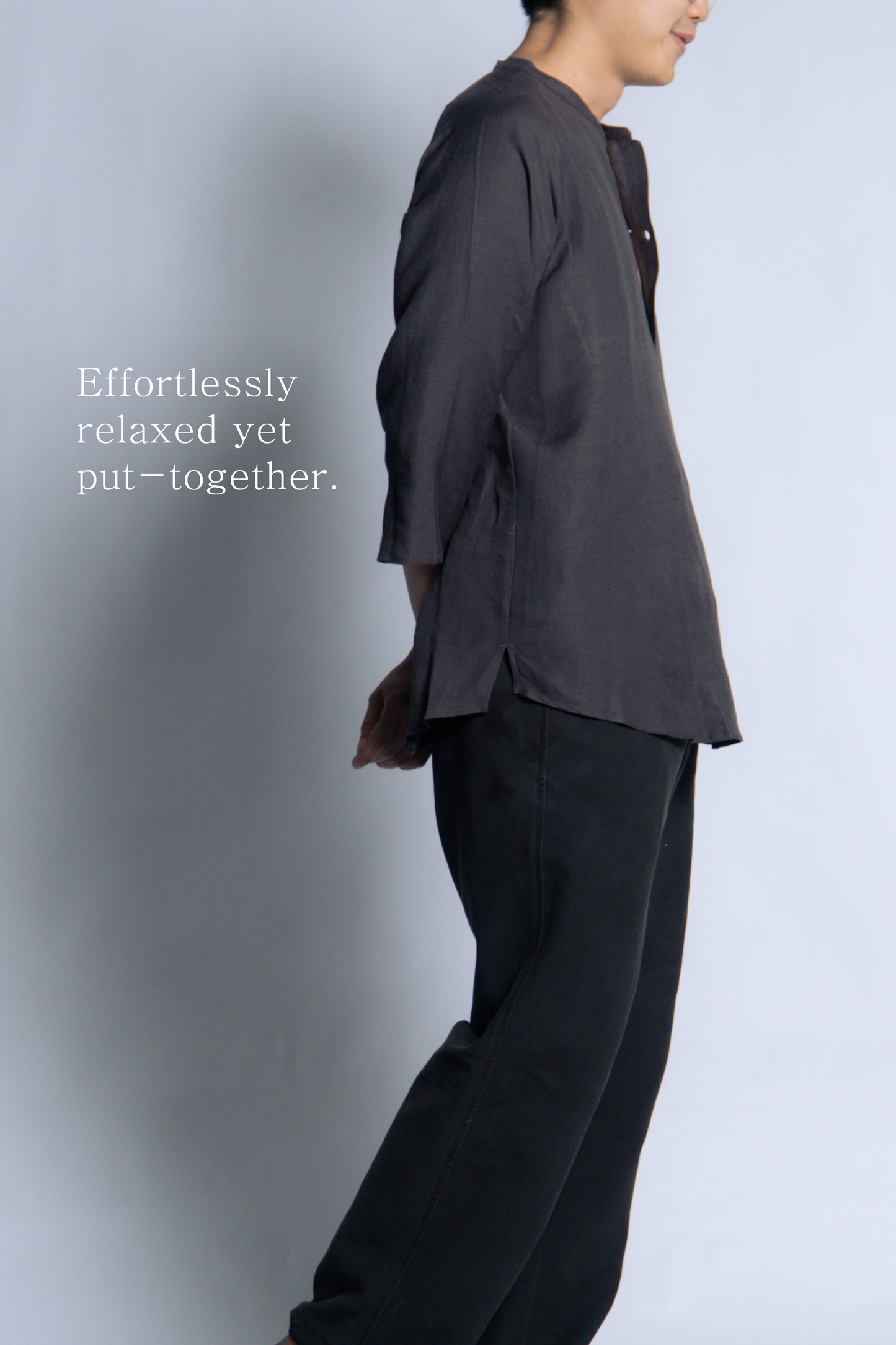 sw1 linen raglan henley [ash brown]