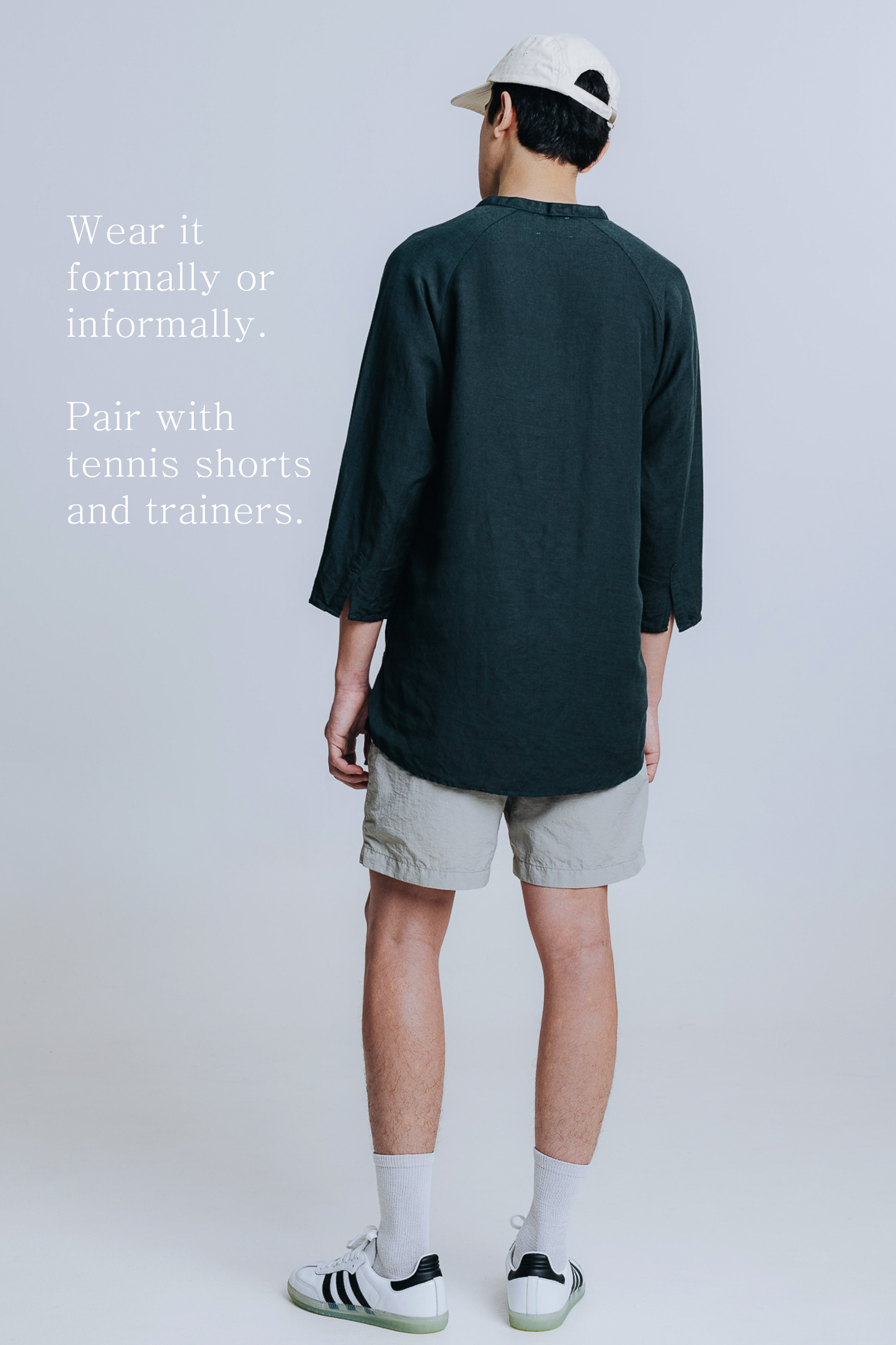 sw1 linen raglan henley [hunter green]