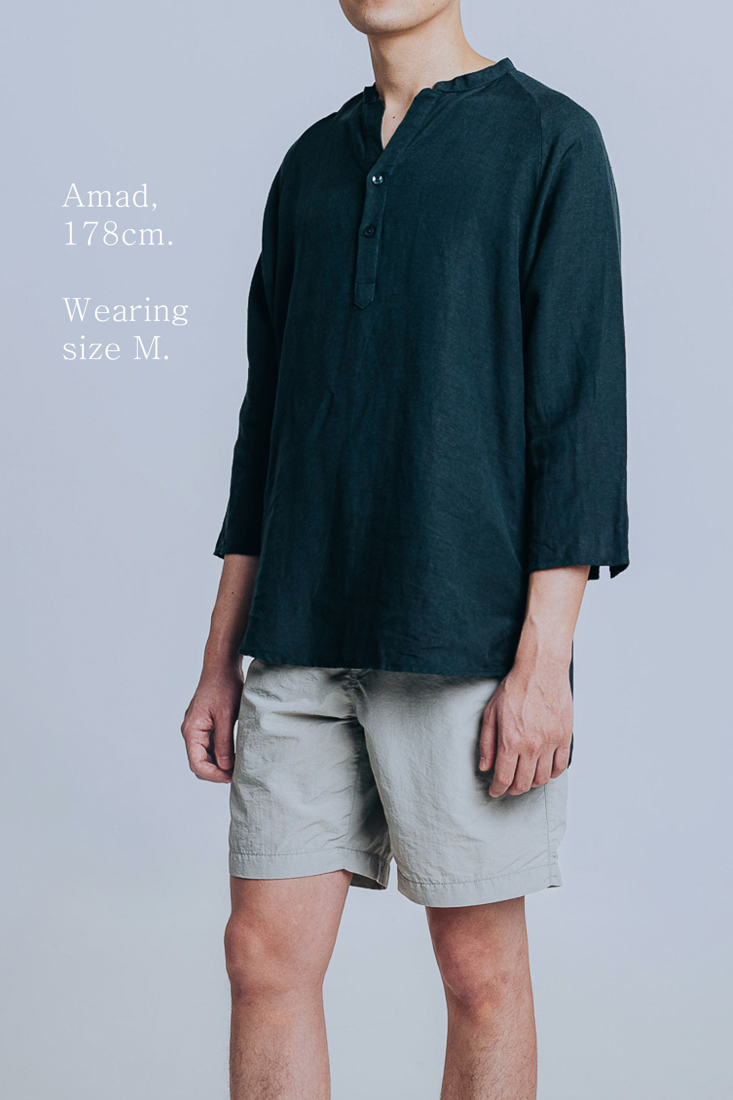 sw1 linen raglan henley [hunter green]