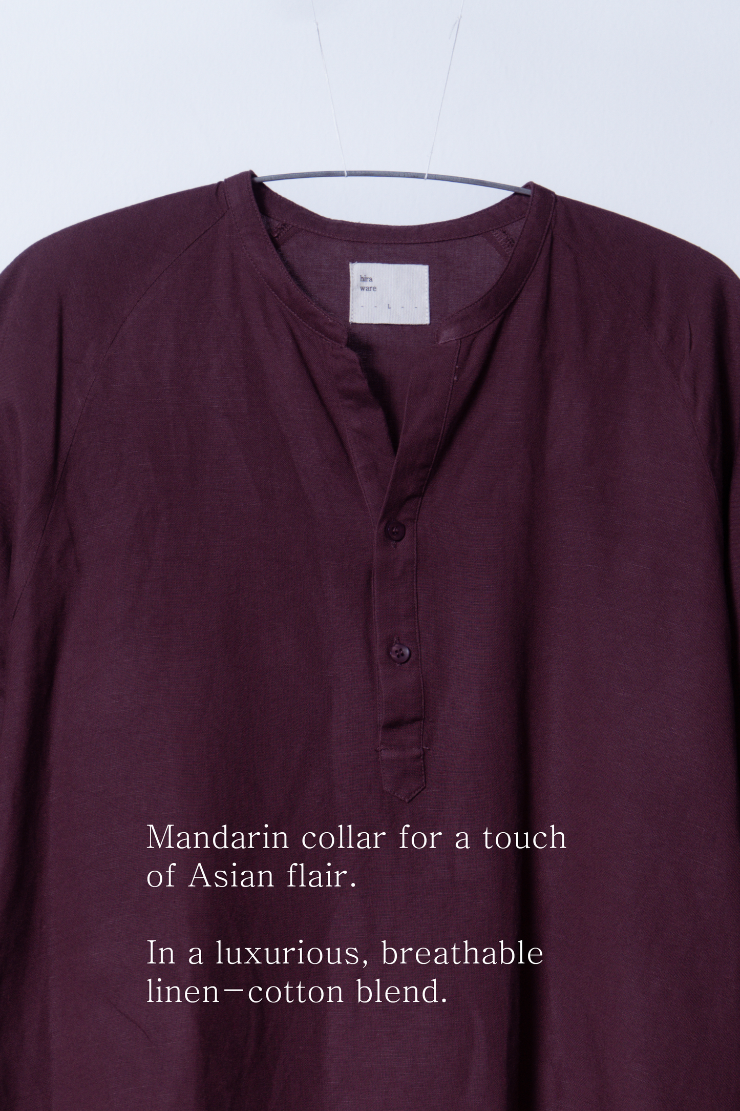 sw1 linen raglan henley [maroon red]