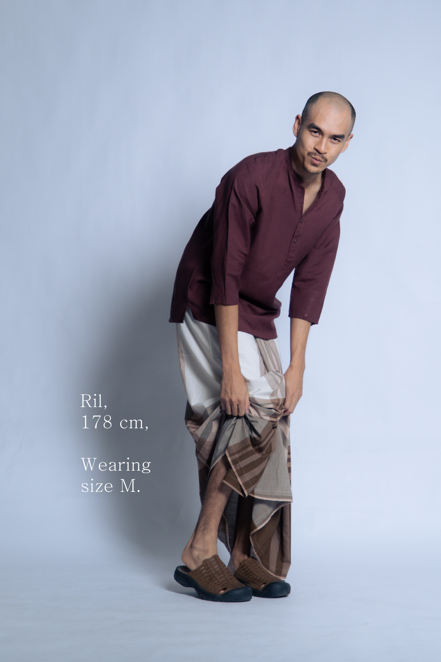 sw1 linen raglan henley [maroon red]