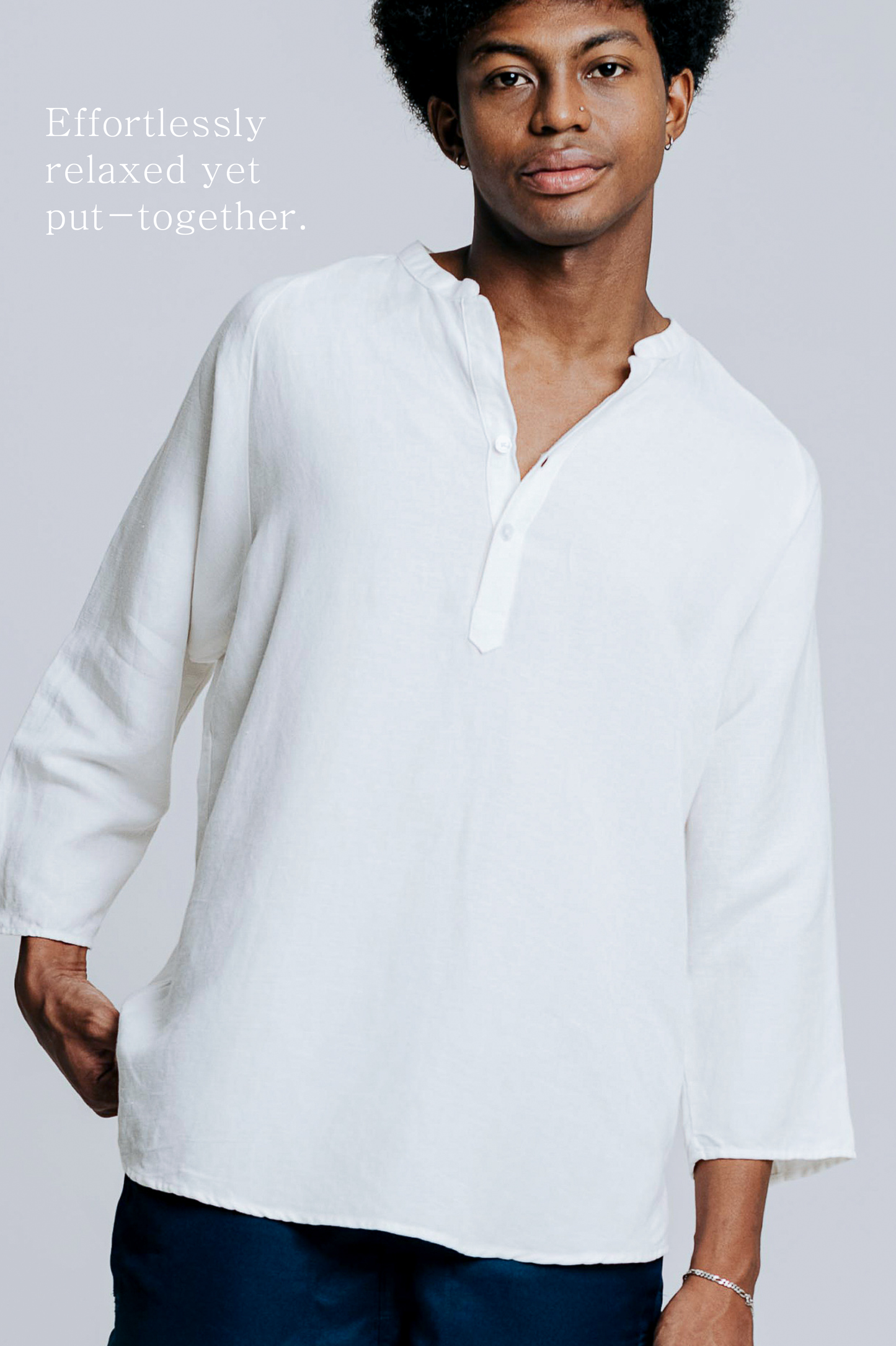 sw1 linen raglan henley [ecru white]