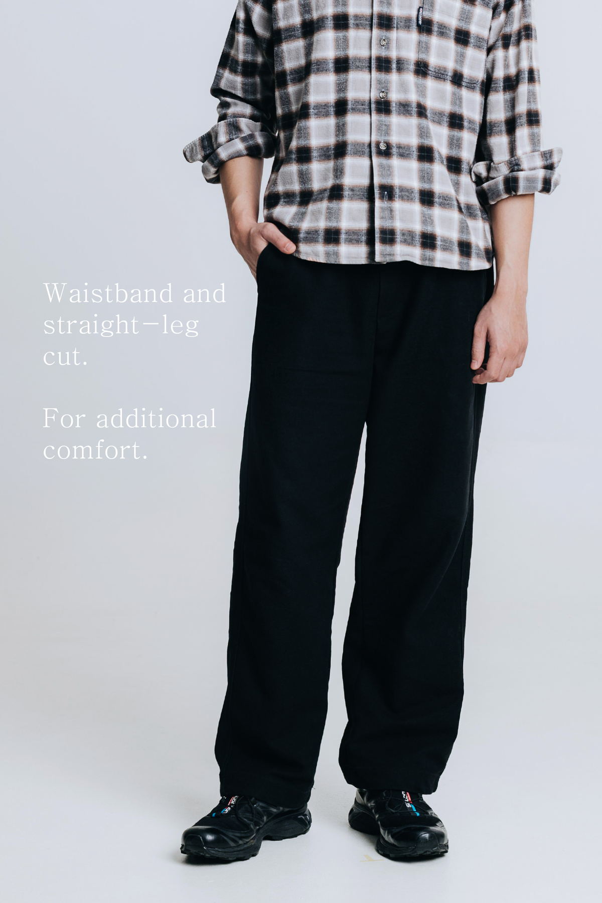 sw1 straight-leg relaxed twill trousers [ink black]