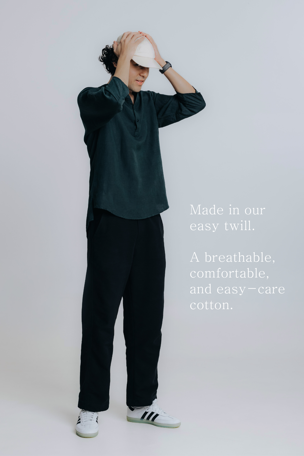 sw1 straight-leg relaxed twill trousers [ink black]