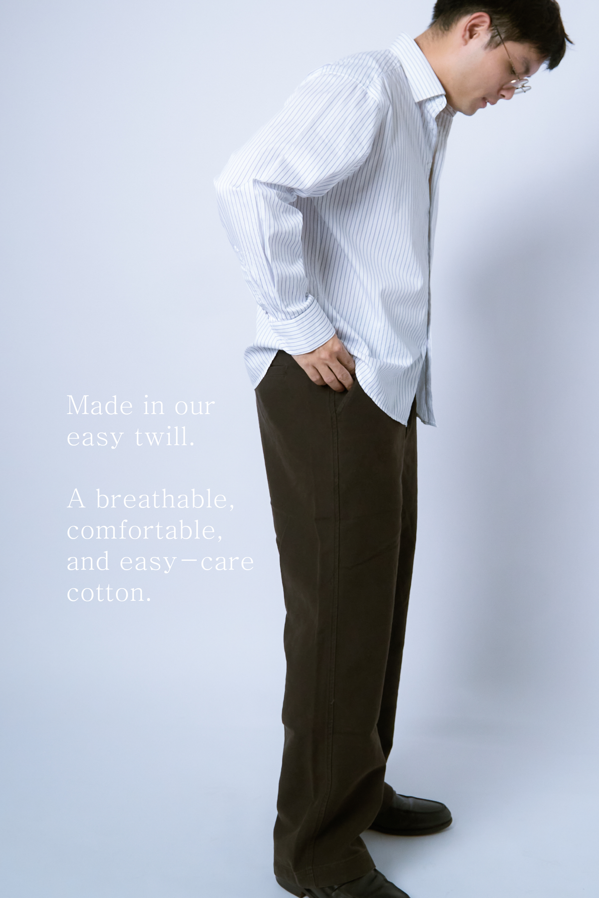 sw1 straight-leg relaxed twill trousers [hand-dyed dark brown]